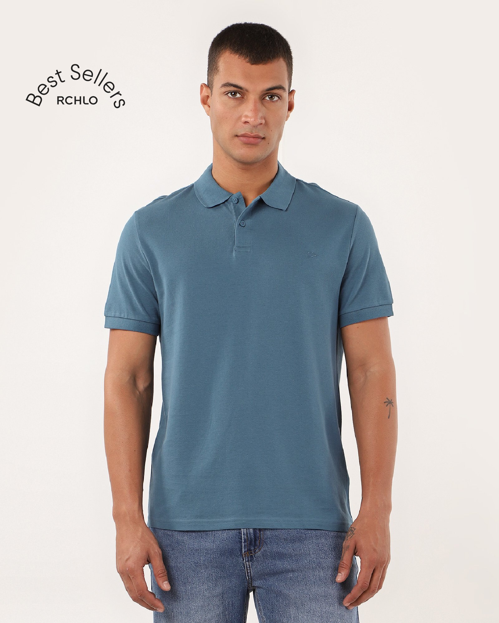 Camisa polo masculina Pool Legacy regular piquet - Azul