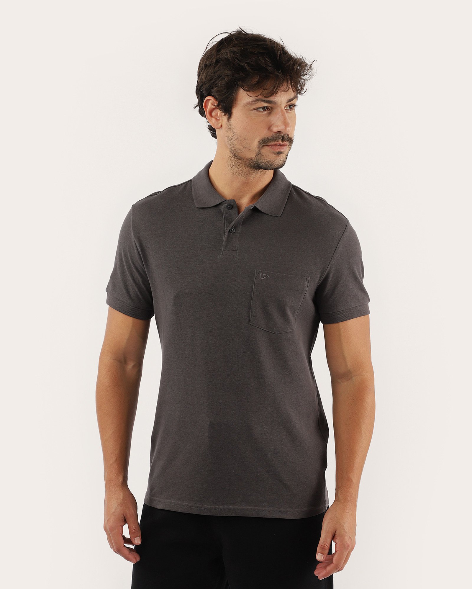 Camisa polo masculina Pool Legacy piquet com bolso - Cinza Escuro