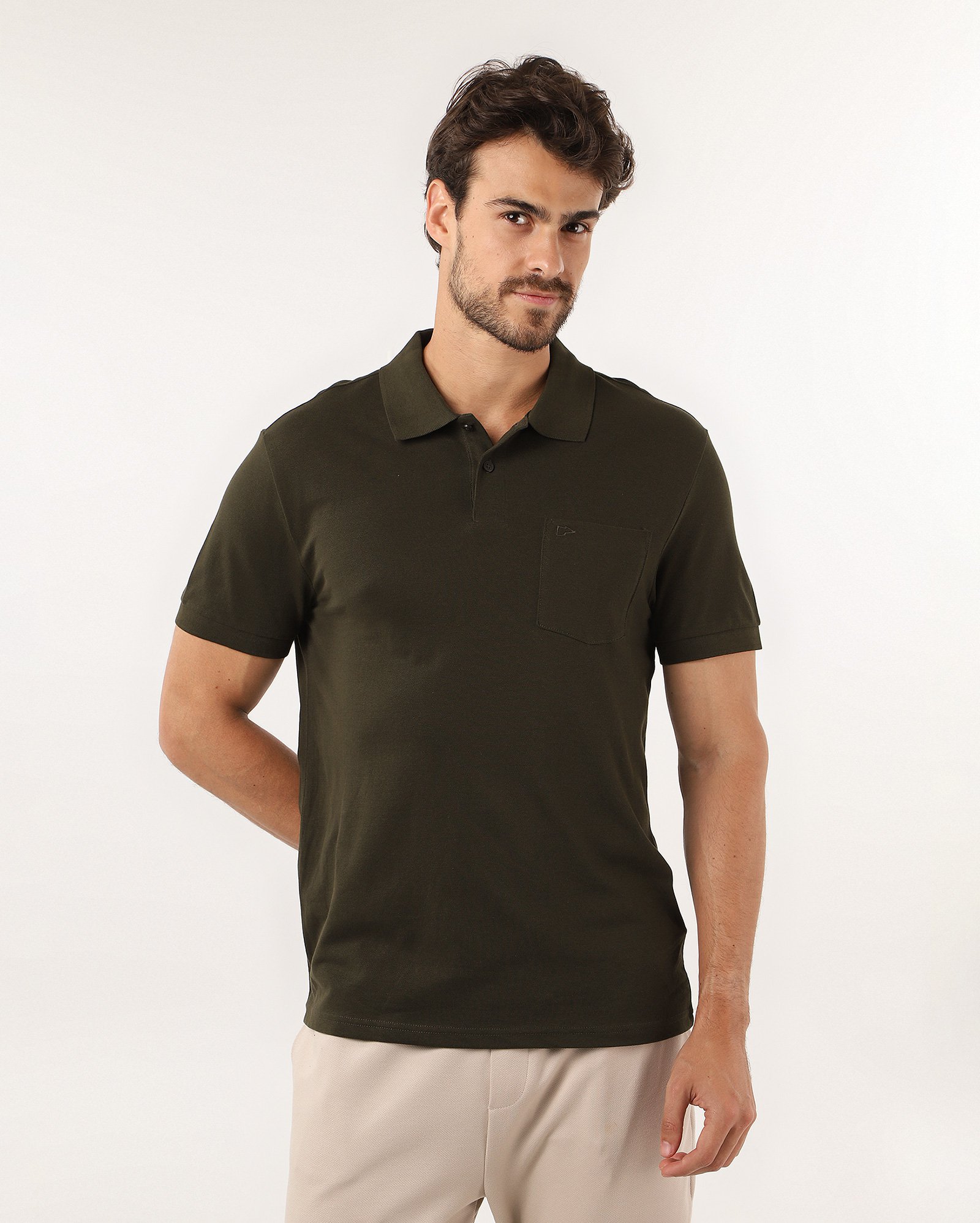 Camisa polo masculina Pool Legacy piquet com bolso verde