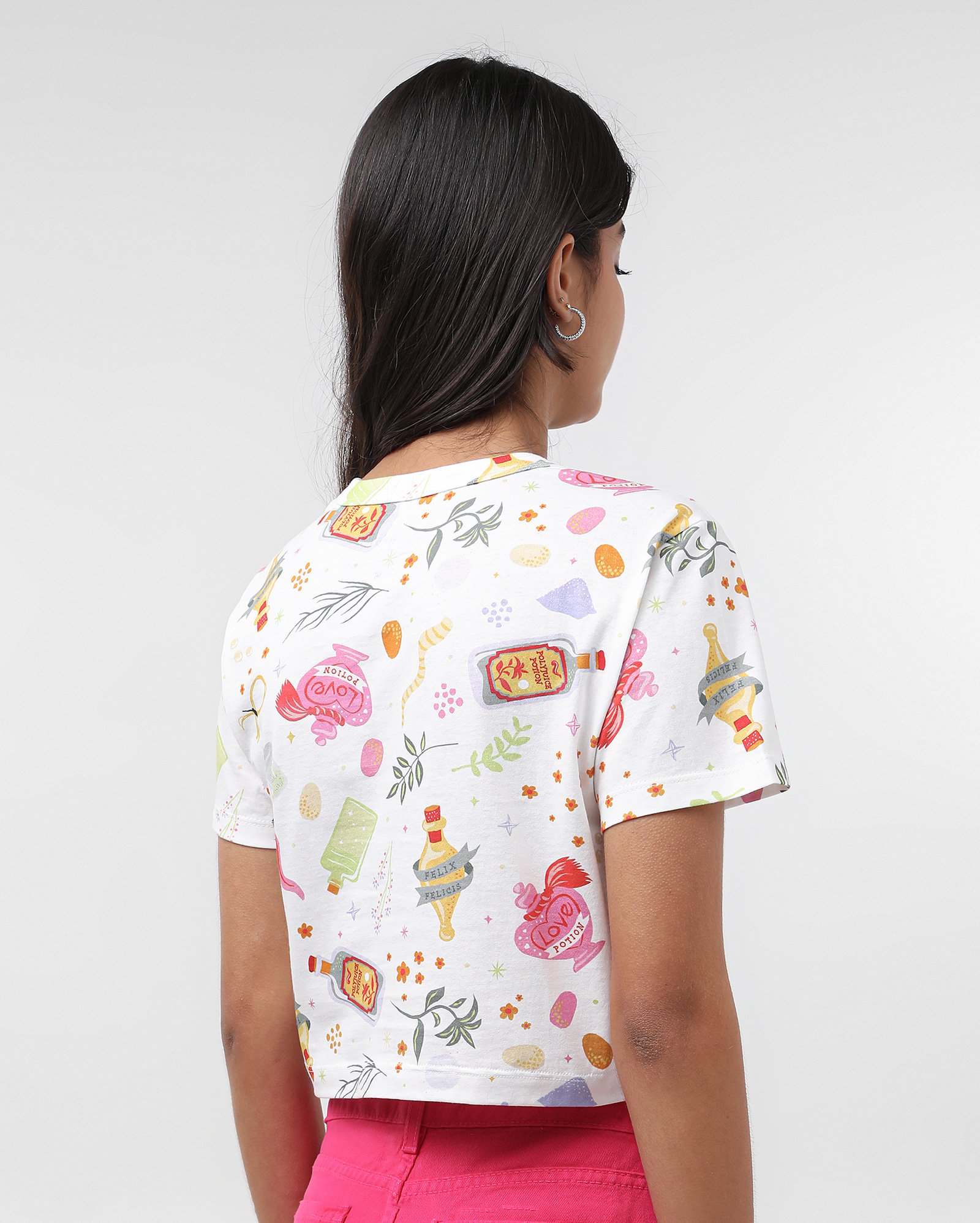 Camiseta cropped juvenil Harry Potter metalizada branca | Warner Bros.