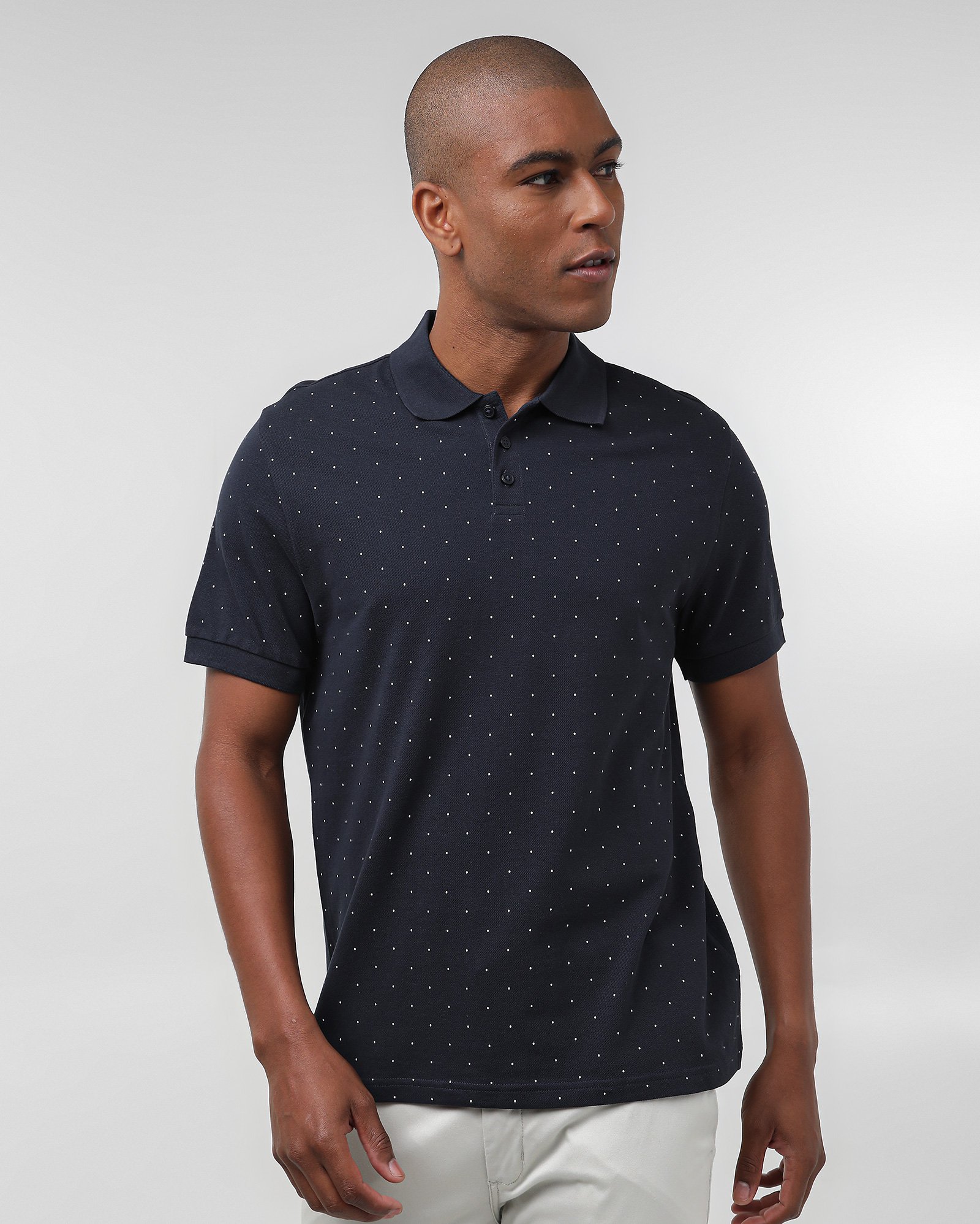 Polo masculina poá - Azul Escuro |