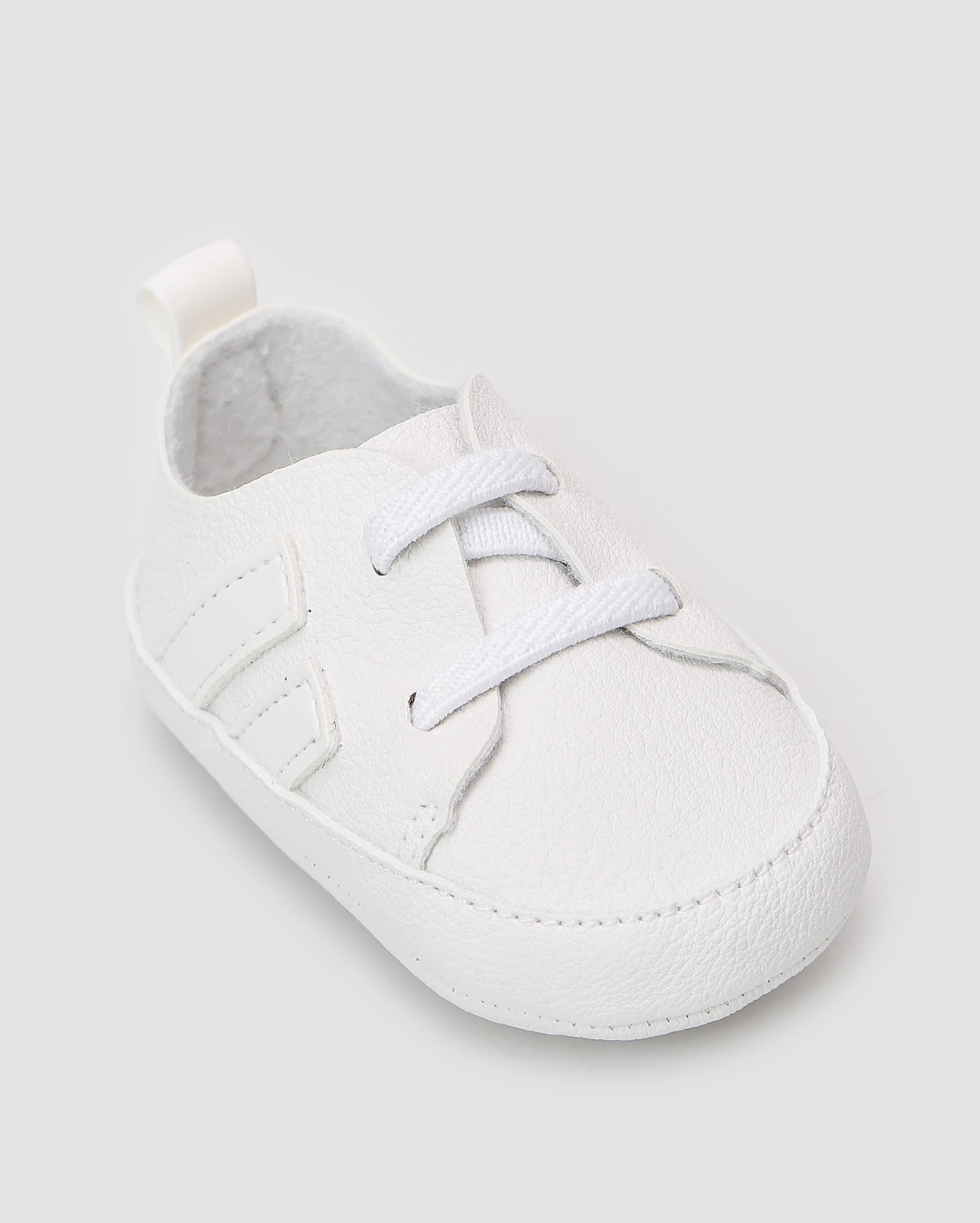 Sapato bebê batizado com faixas branco | Pimpolho