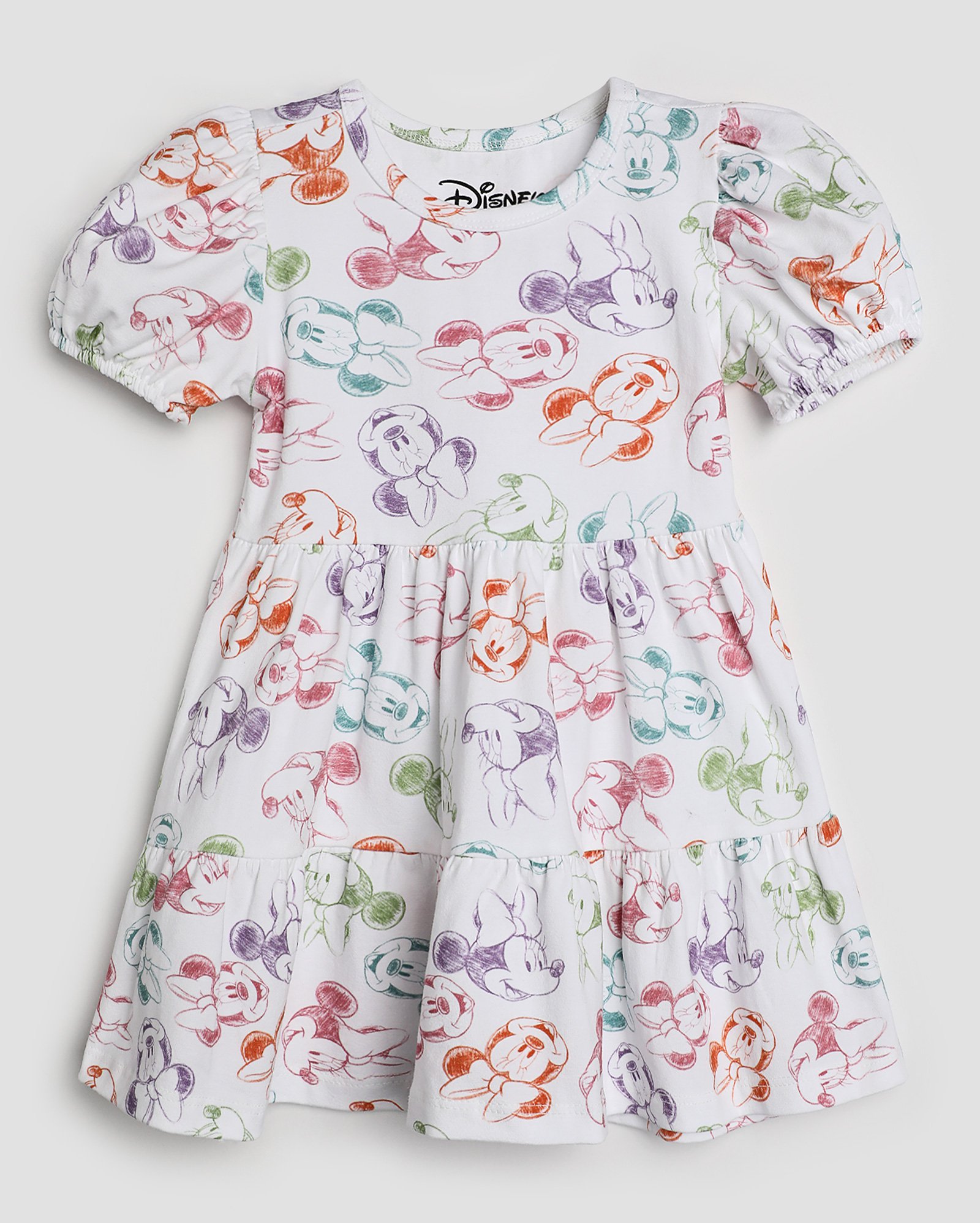 Vestido infantil evasê marias Minnie 1-4A branco | Disney