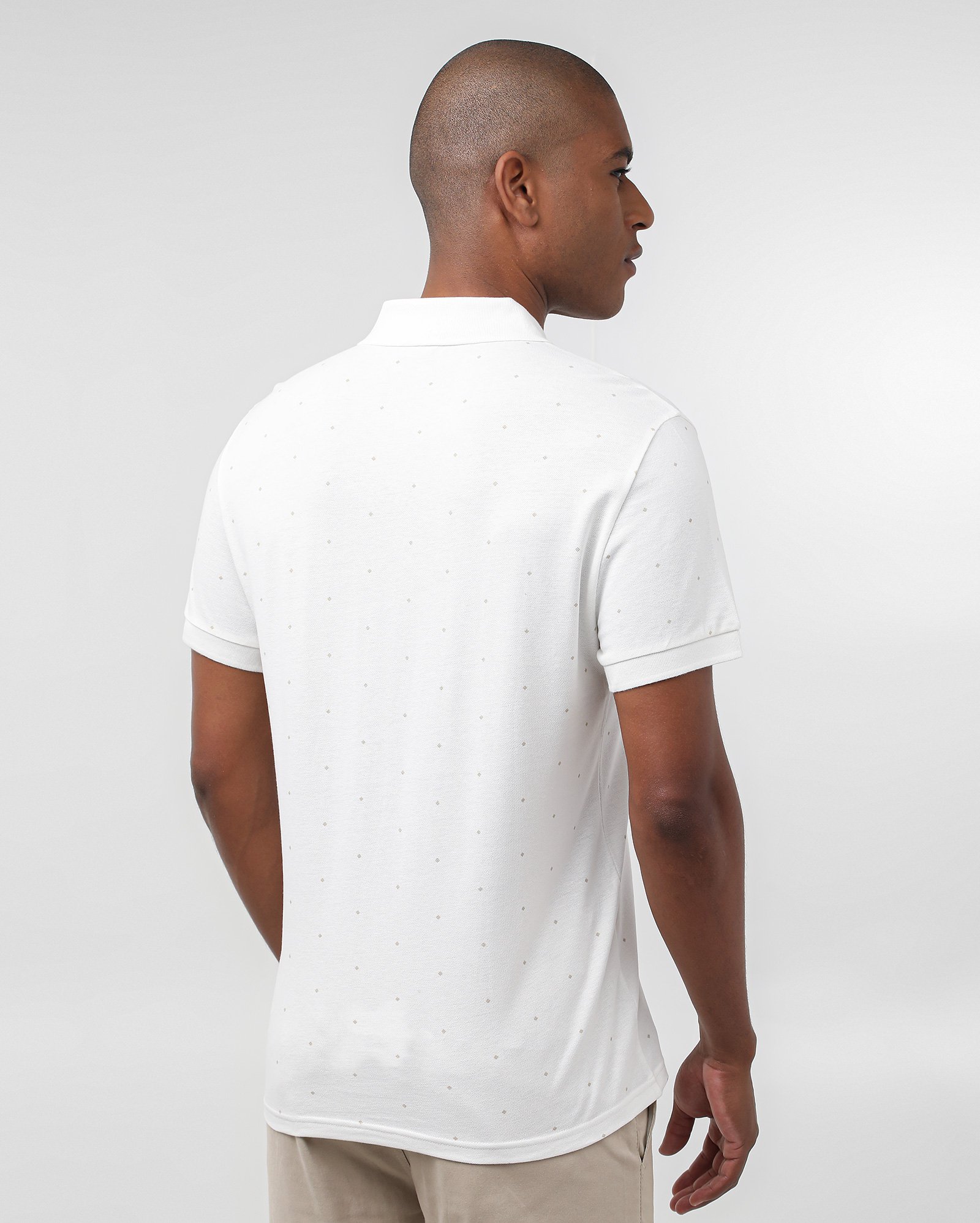 Camisa polo masculina poá manga curta - Branco