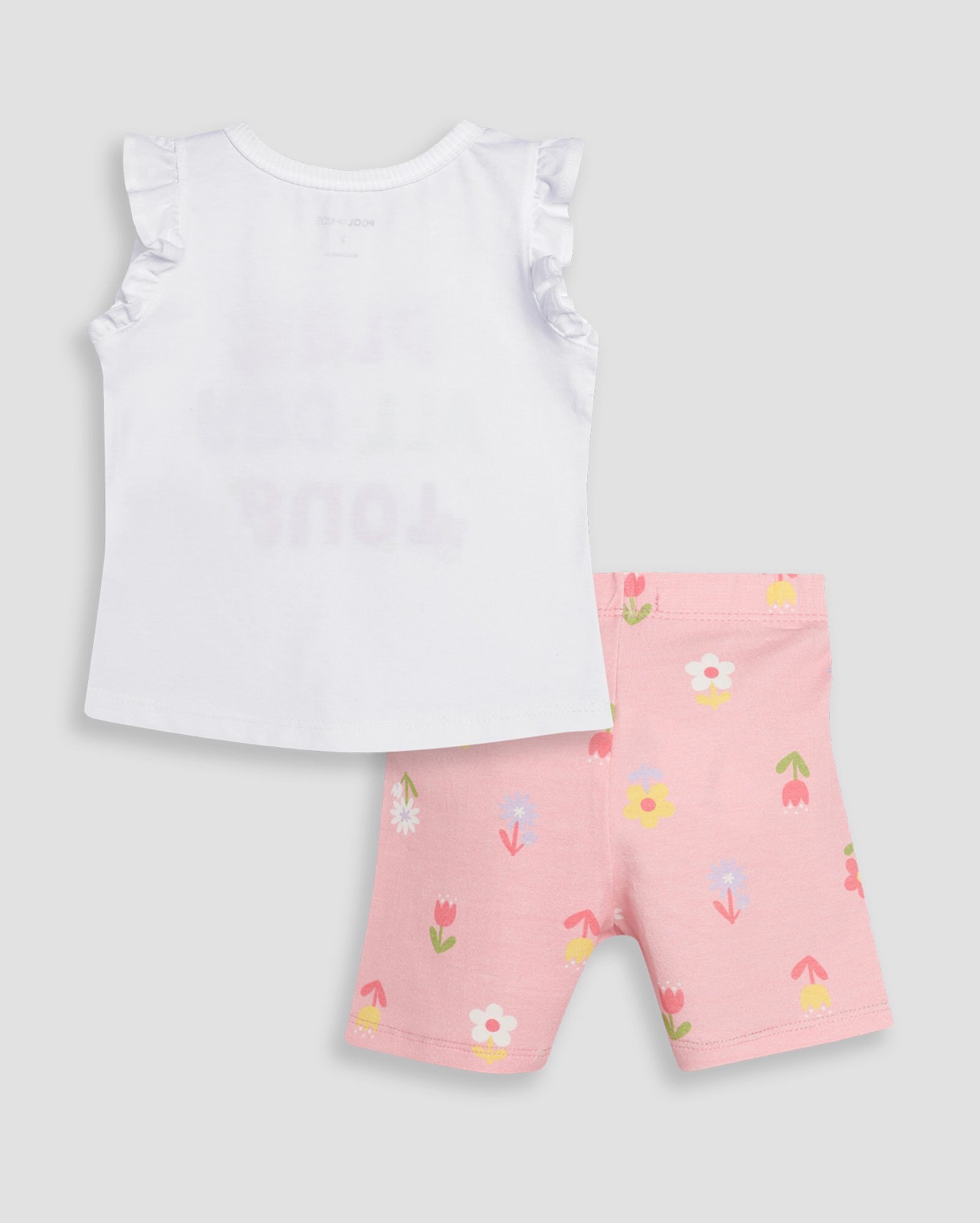 Conjunto curto infantil 2 peças floral babado 1-4A branco | Pool Kids
