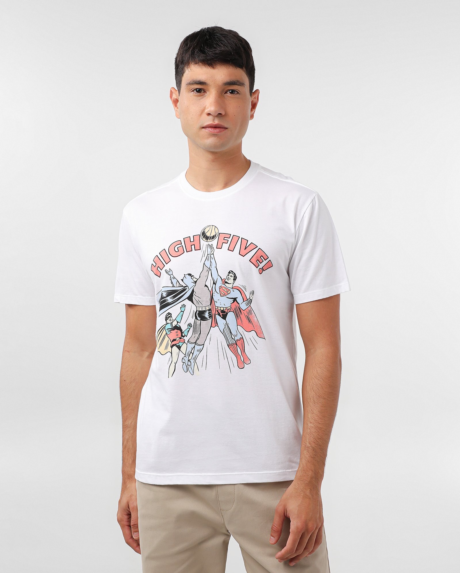 Camiseta masculina manga curta high five branca | FANLAB