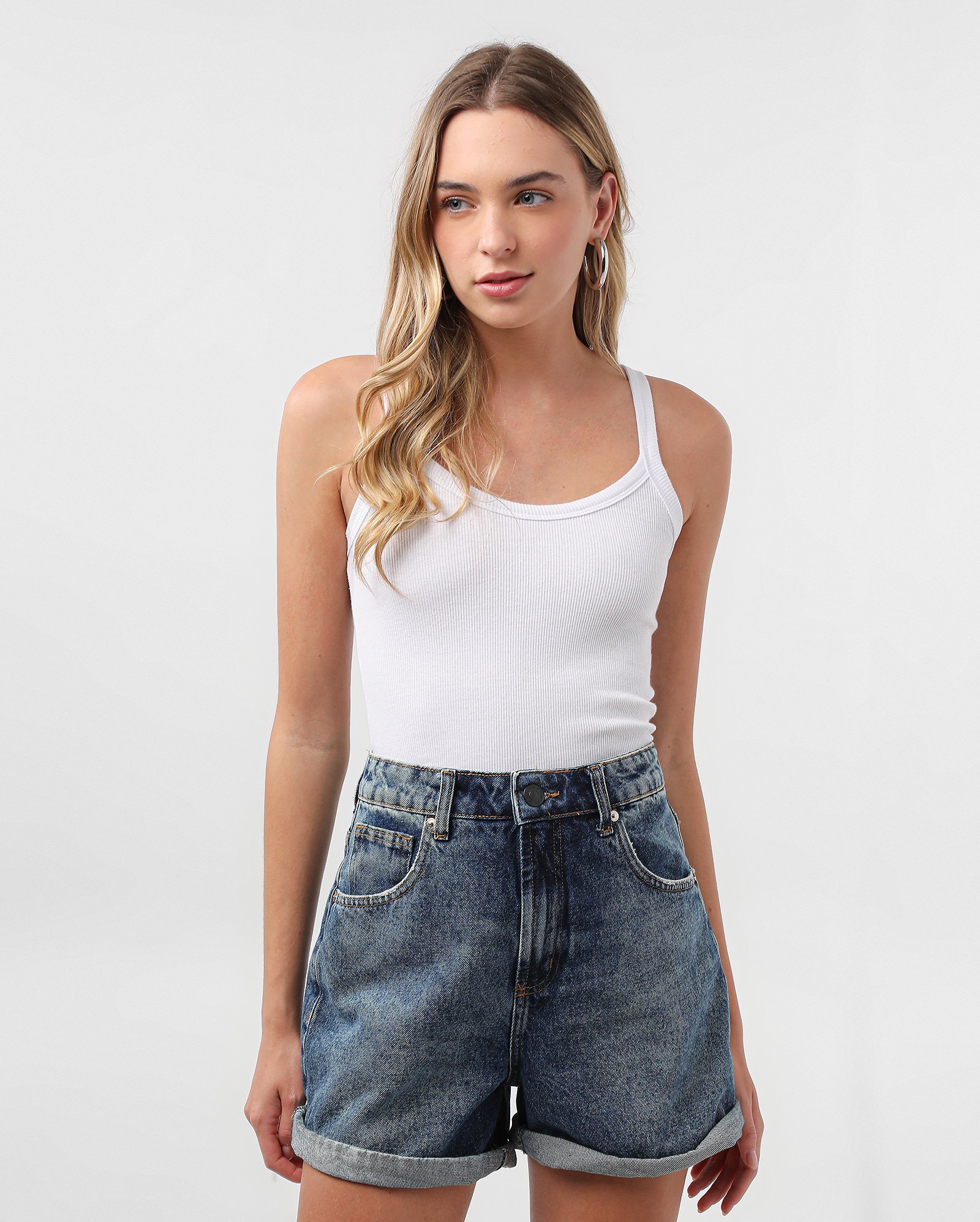 Bermuda jeans feminina barra dobrada - Jeans Escuro | Pool Jeans