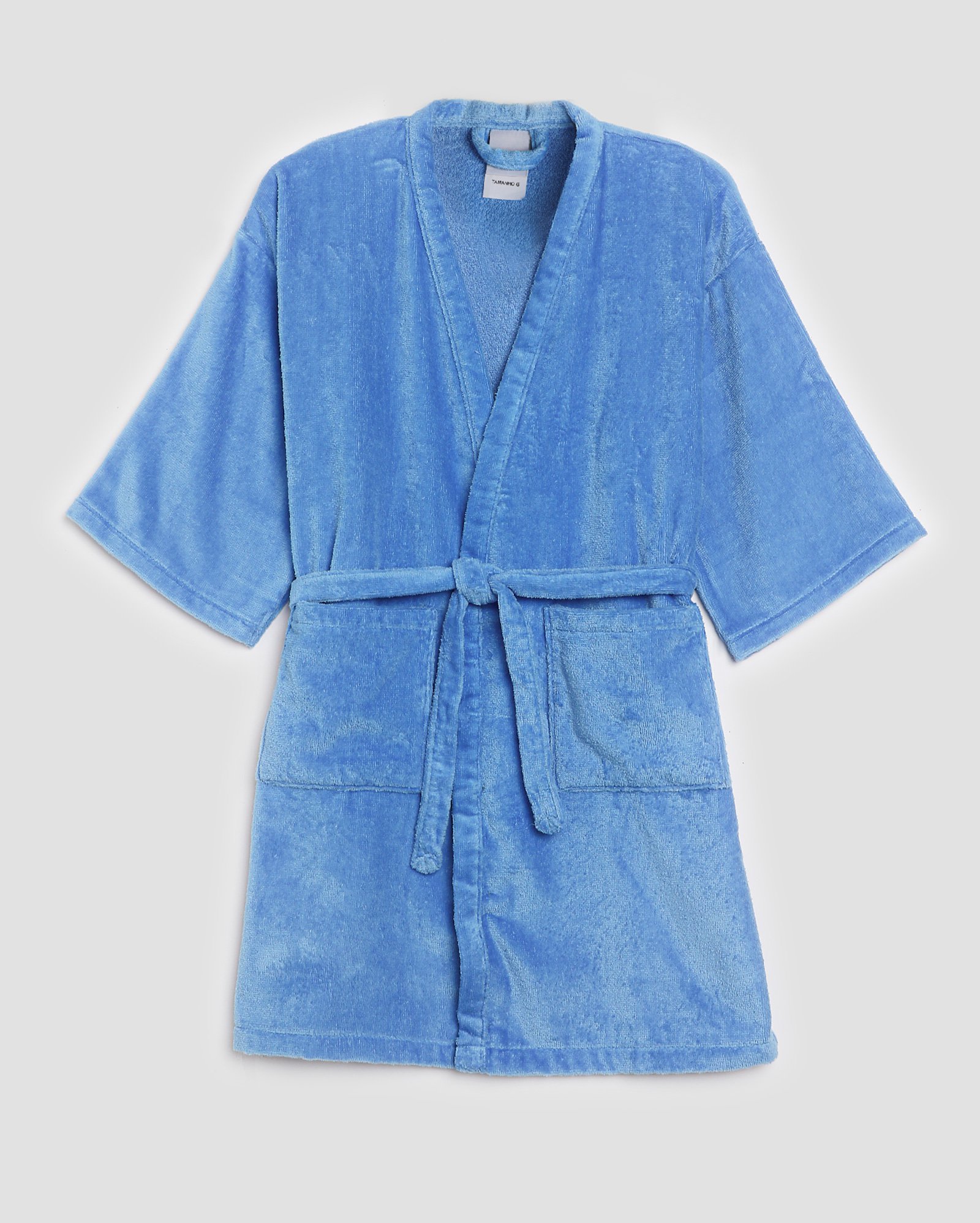 Roupão infantil tradicional com bolsos e amarração azul | Casa Riachuelo