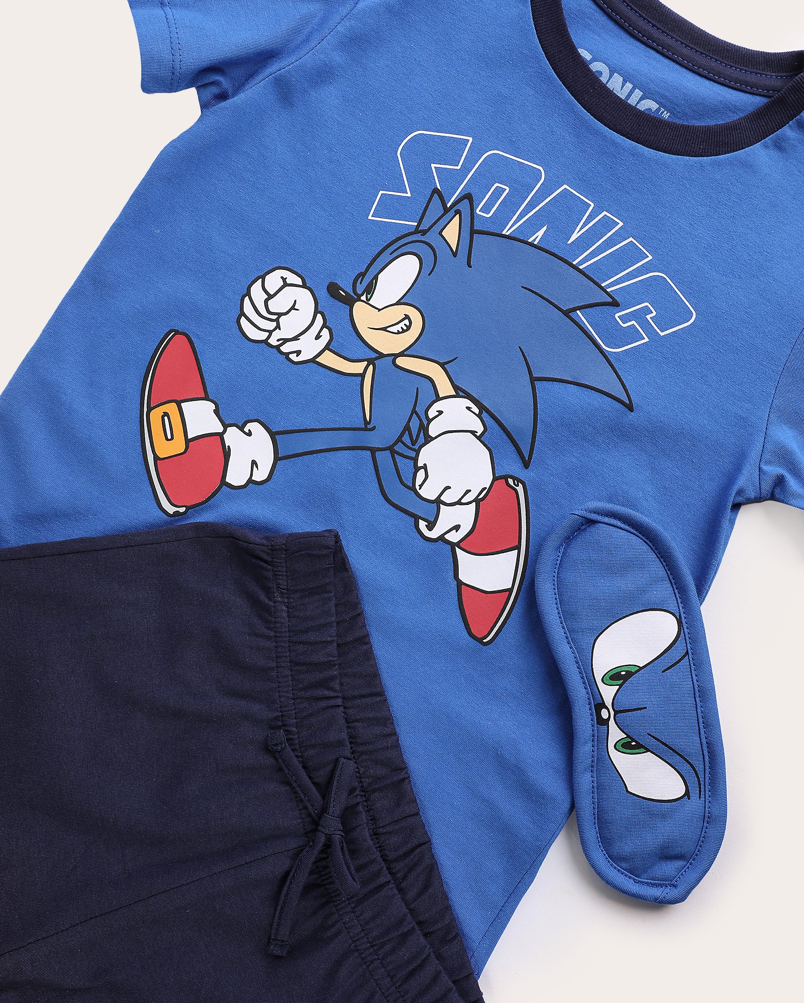 Pijama curto infantojuvenil Sonic + máscara de dormir 4-14A multicor | SEGA