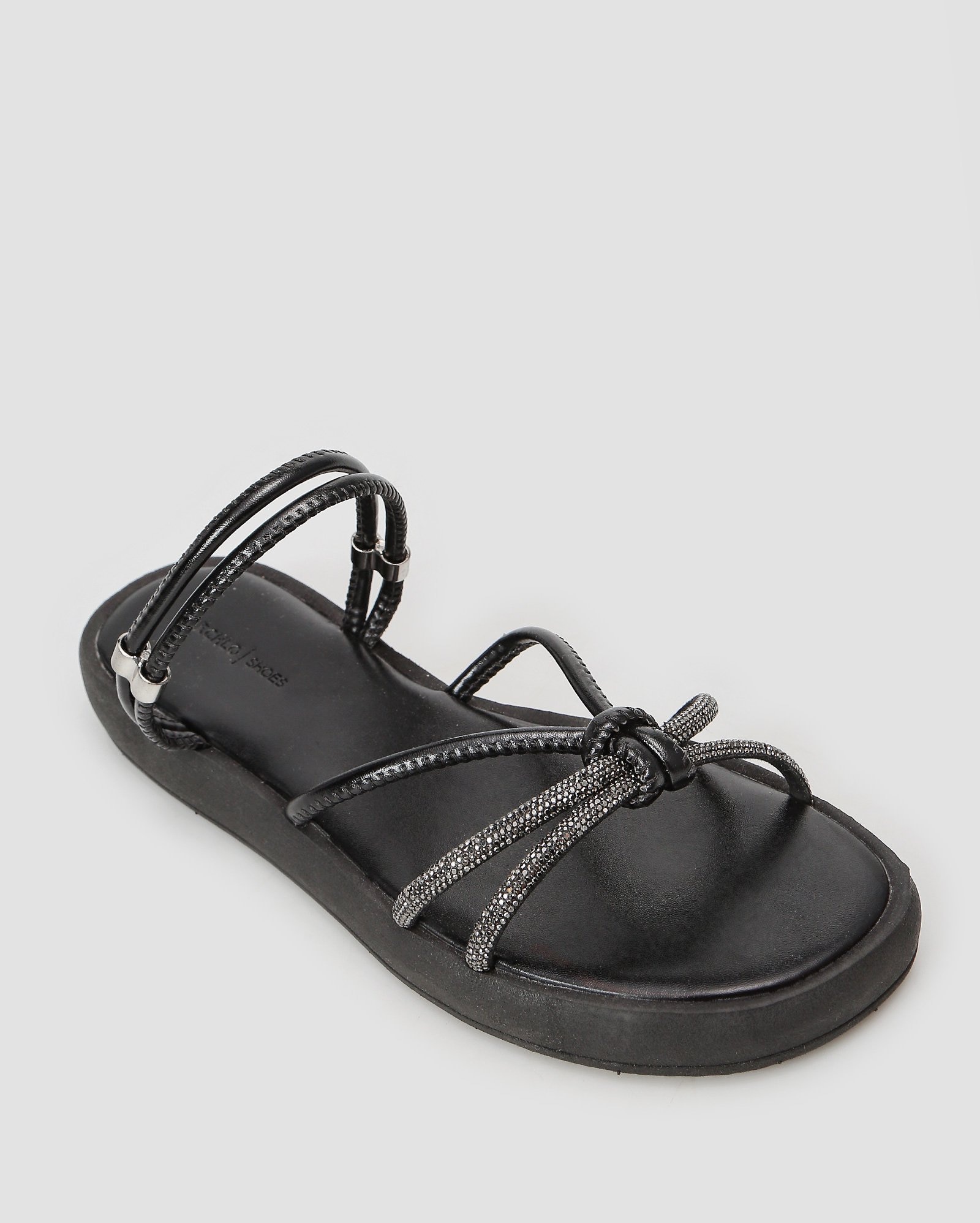 Sandália rasteira feminina flatform calce fácil brilho - Preto | Riachuelo