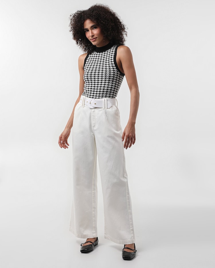 Riachuelo Calça sarja feminina wide leg cropped cintura alta