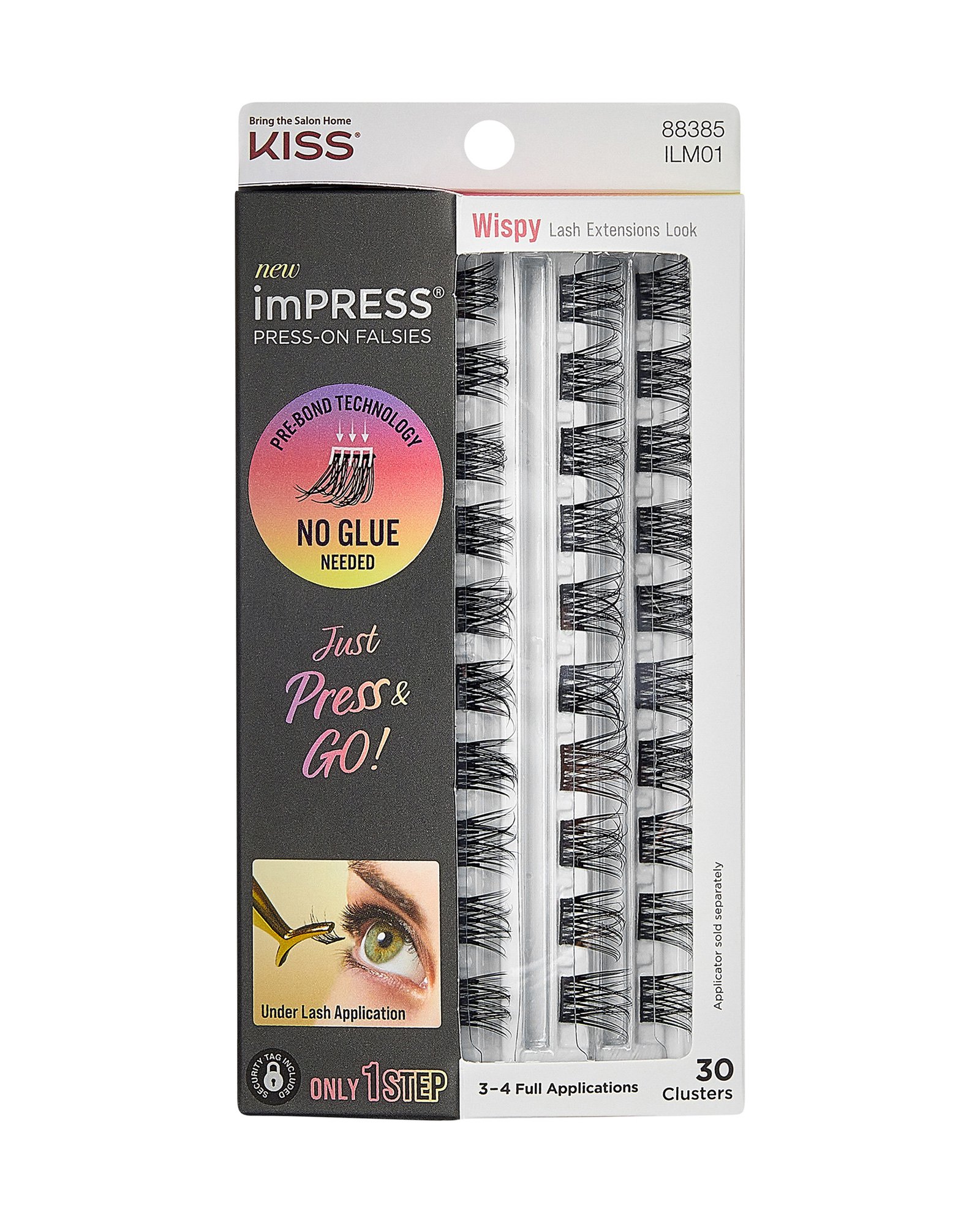Kit cílios postiços 30 clusters refil imPRESS Falsies Wispy preto | Kiss New York