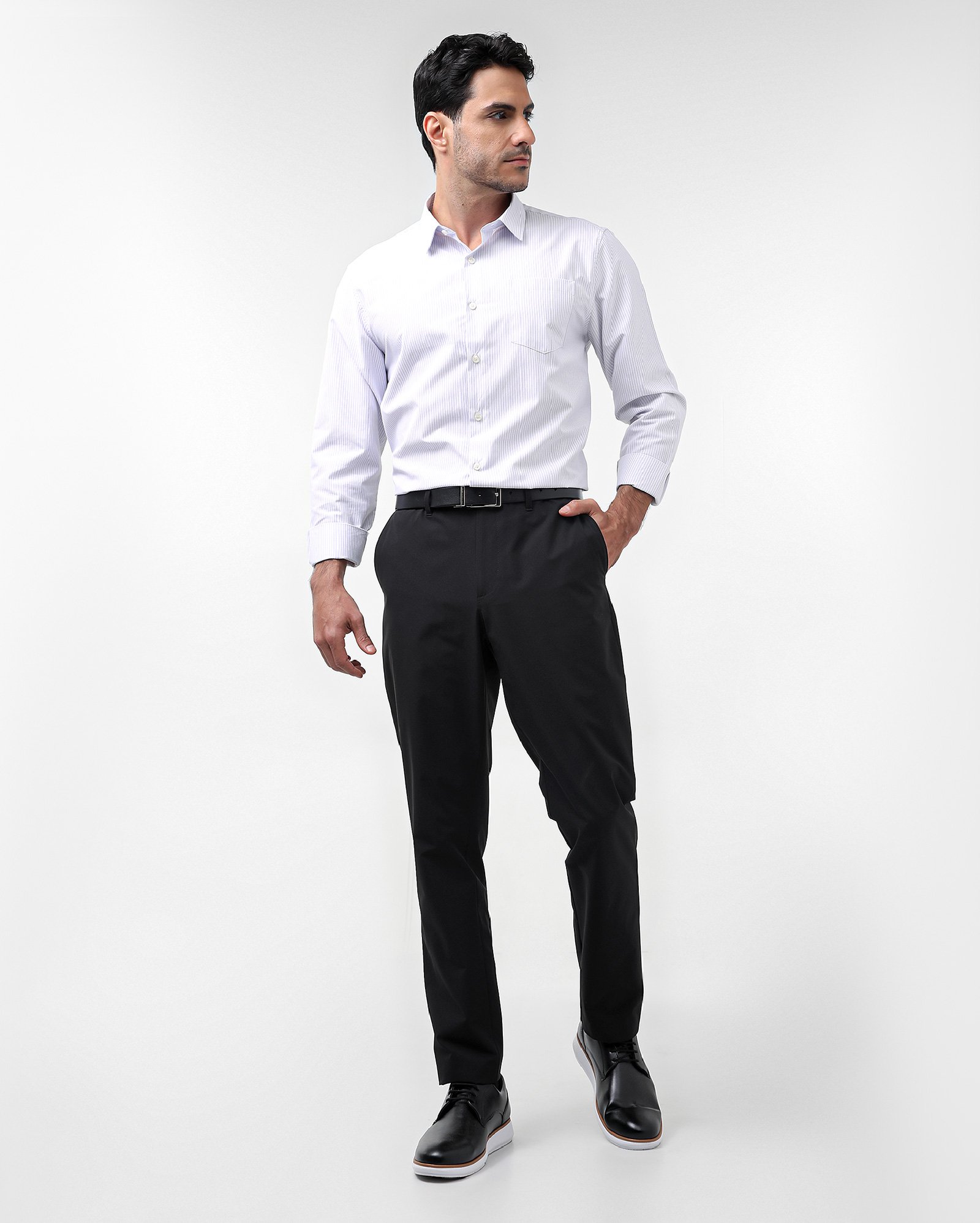 Camisa social masculina regular listras - Branco | Original by Riachuelo