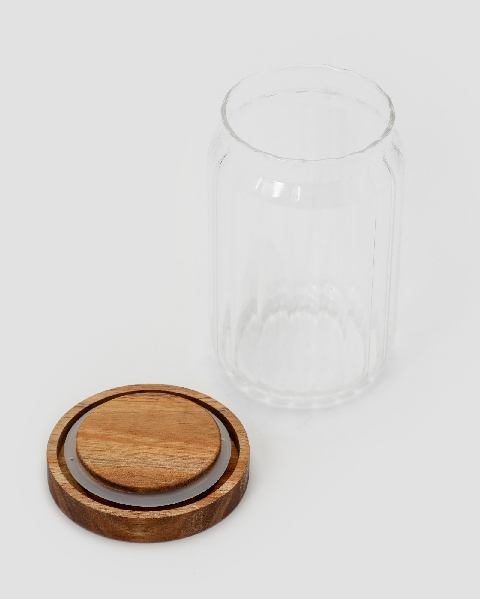 Pote multiuso redondo friso com madeira acácia 15,8x9cm | Casa Riachuelo