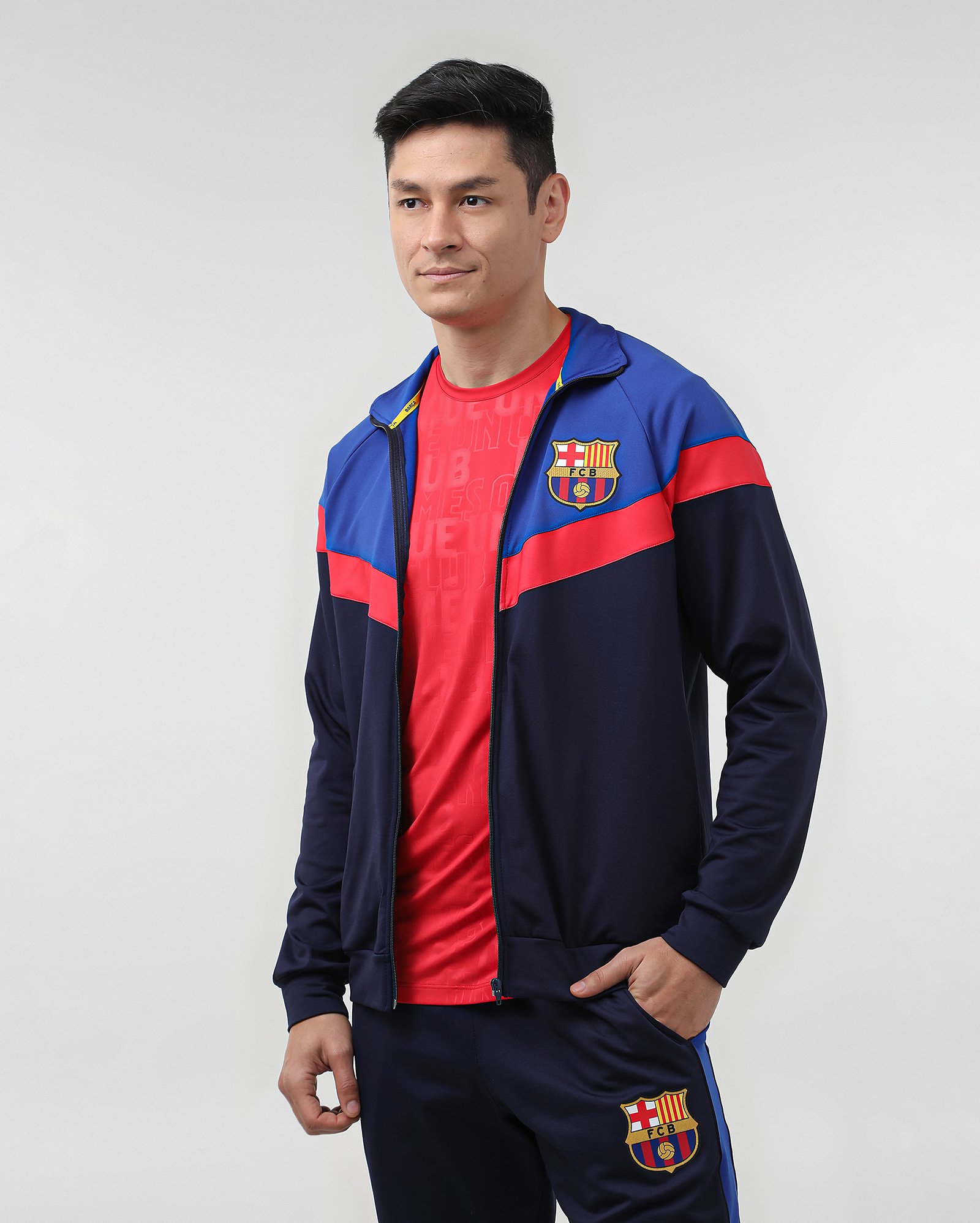 Jaqueta masculina futebol Barcelona azul