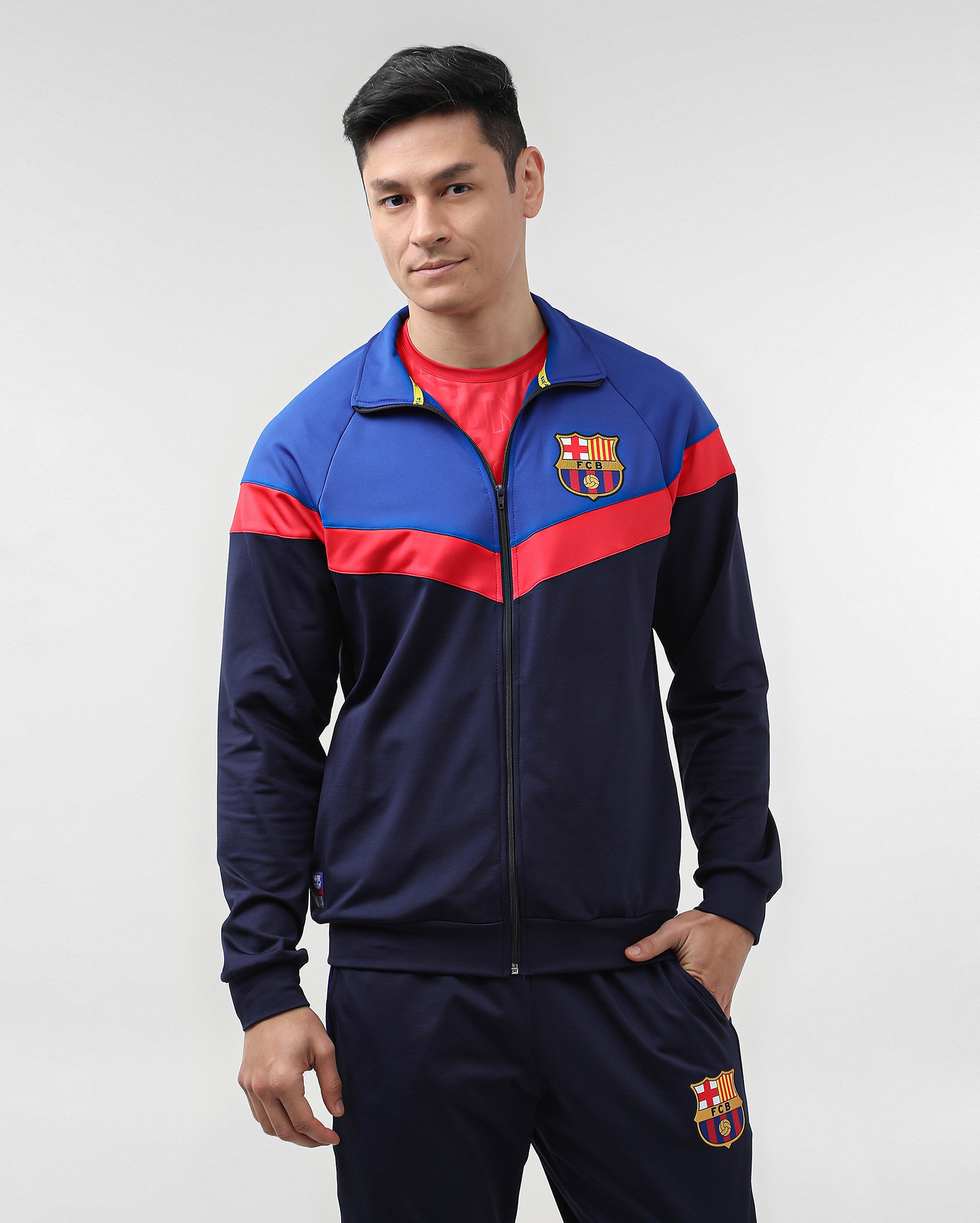 Jaqueta masculina futebol Barcelona azul