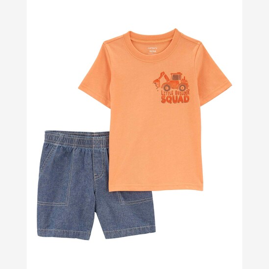 Conjunto curto infantil 2 peças little builder squad multicor | Carter's
