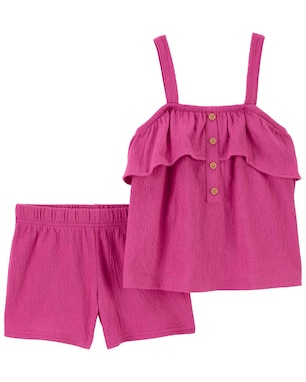 Conjunto curto infantil 2 peças texturizado rosa | Carter's
