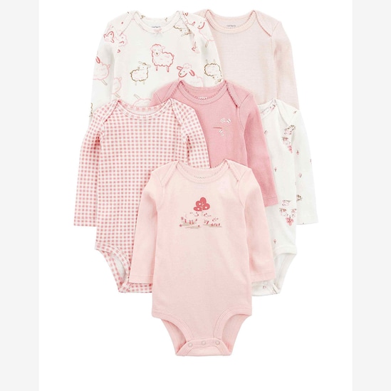 Kit body bebê 6 peças listrado e floral multicor | Carter's