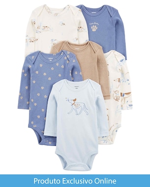 Kit body bebê 6 peças listrado e cachorro multicor | Carter's