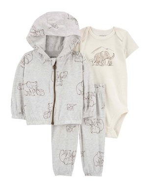 Conjunto longo de moletom bebê 3 peças elefante multicor | Carter's