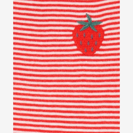 Conjunto curto bebê 3 peças com babados morango listrado multicor | Carter's