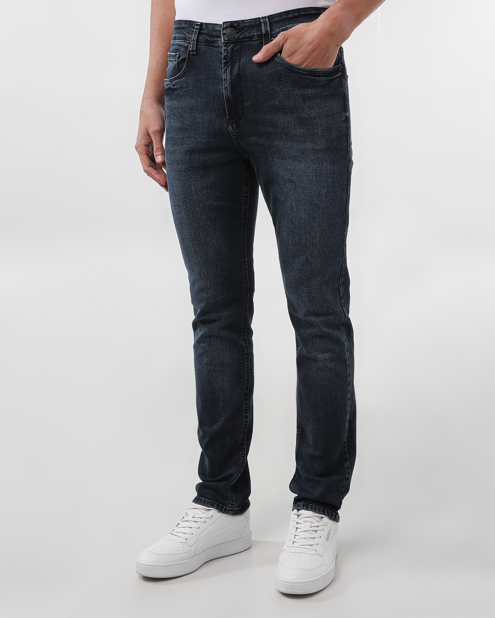 Calça jeans masculina slim cinco bolsos - Jeans Clássico Escuro | POOL 82