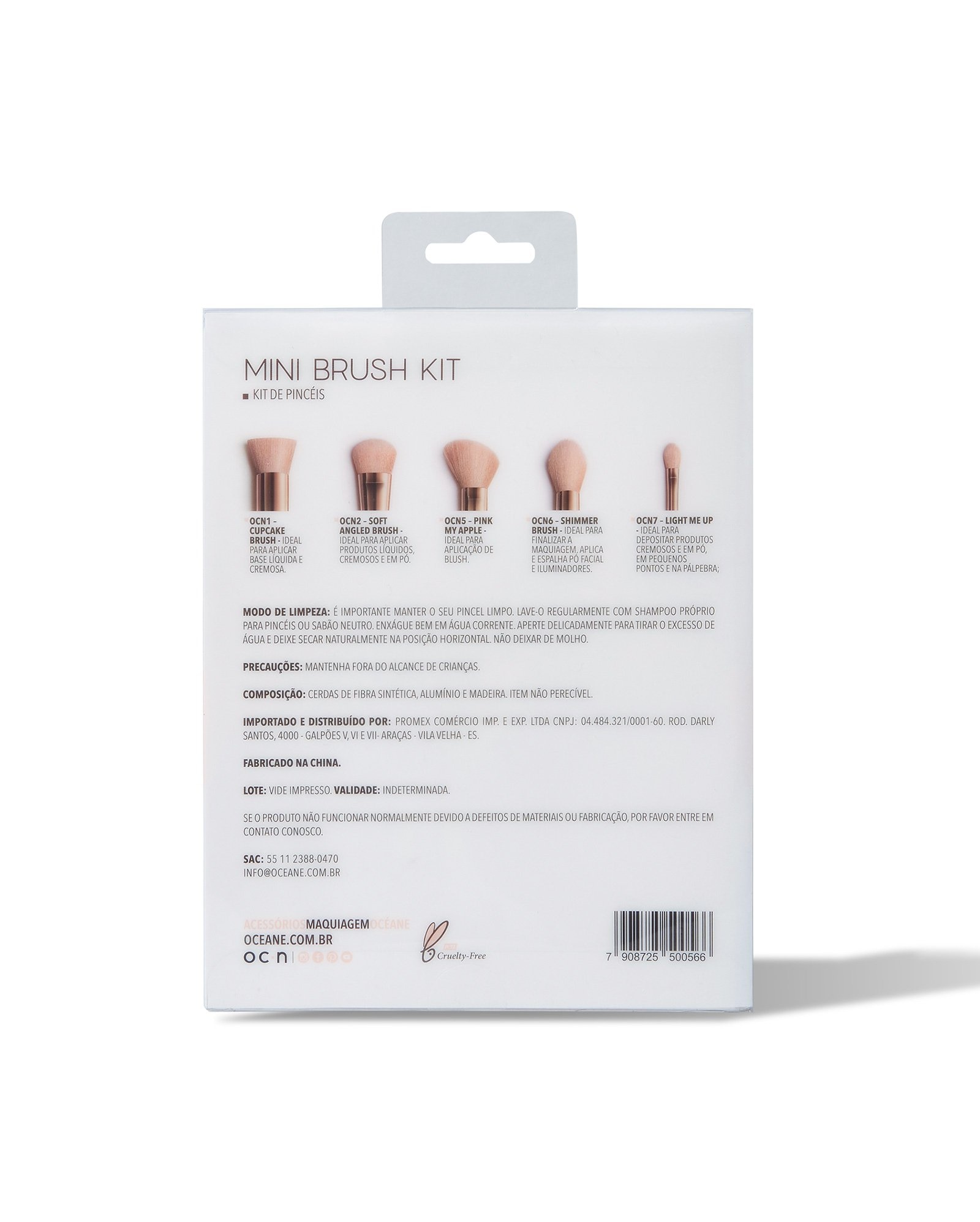 Kit de mini pincéis 5 unidades rosa | Océane
