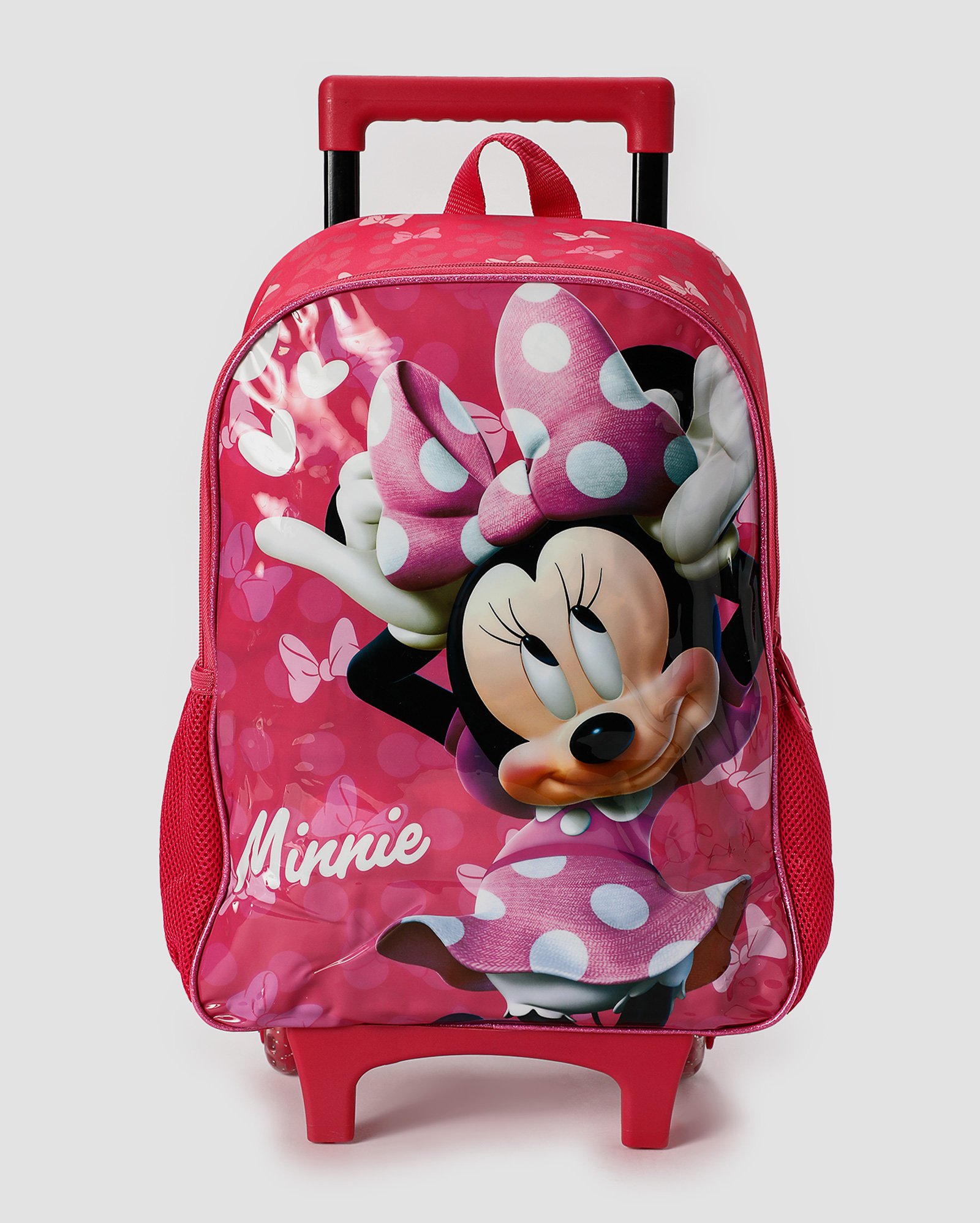Riachuelo Mochila infantil com rodinha Minnie Mouse rosa Disney