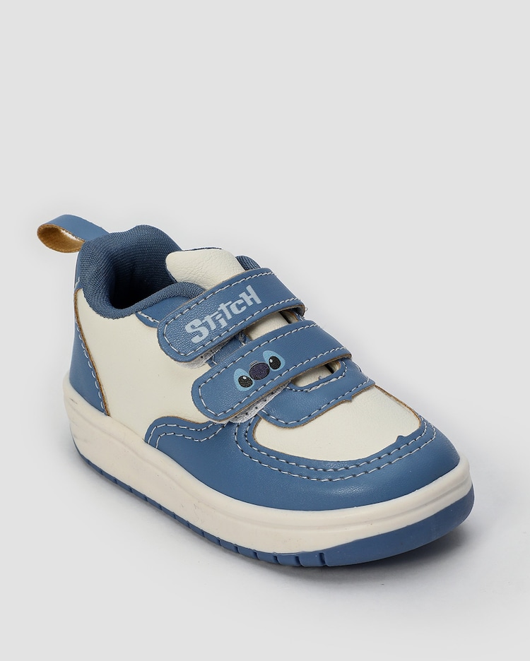 Tênis infantil Stitch com fita dupla aderente azul Disney