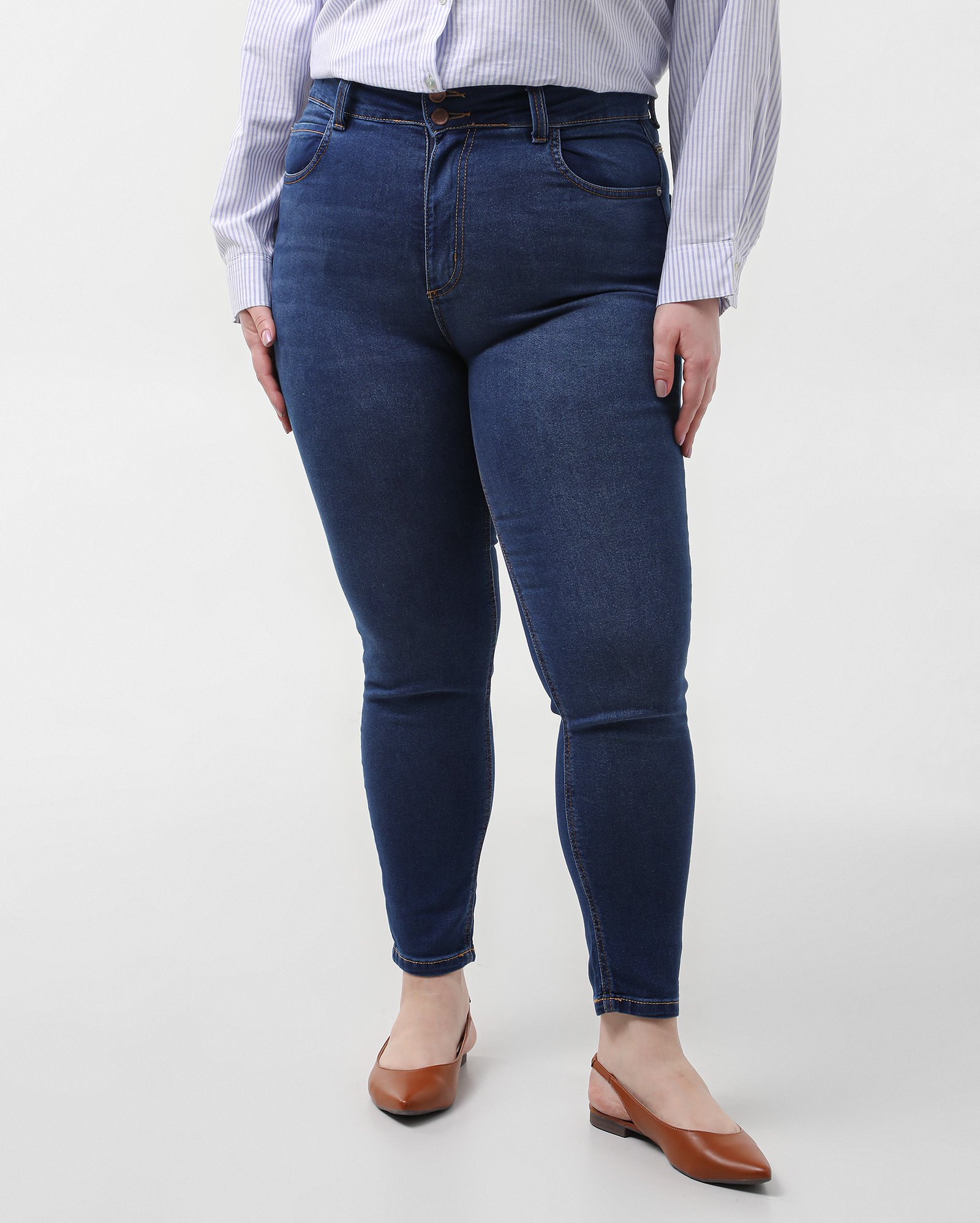 Calça jeans plus size feminina skinny - Jeans Escuro | AK Plus