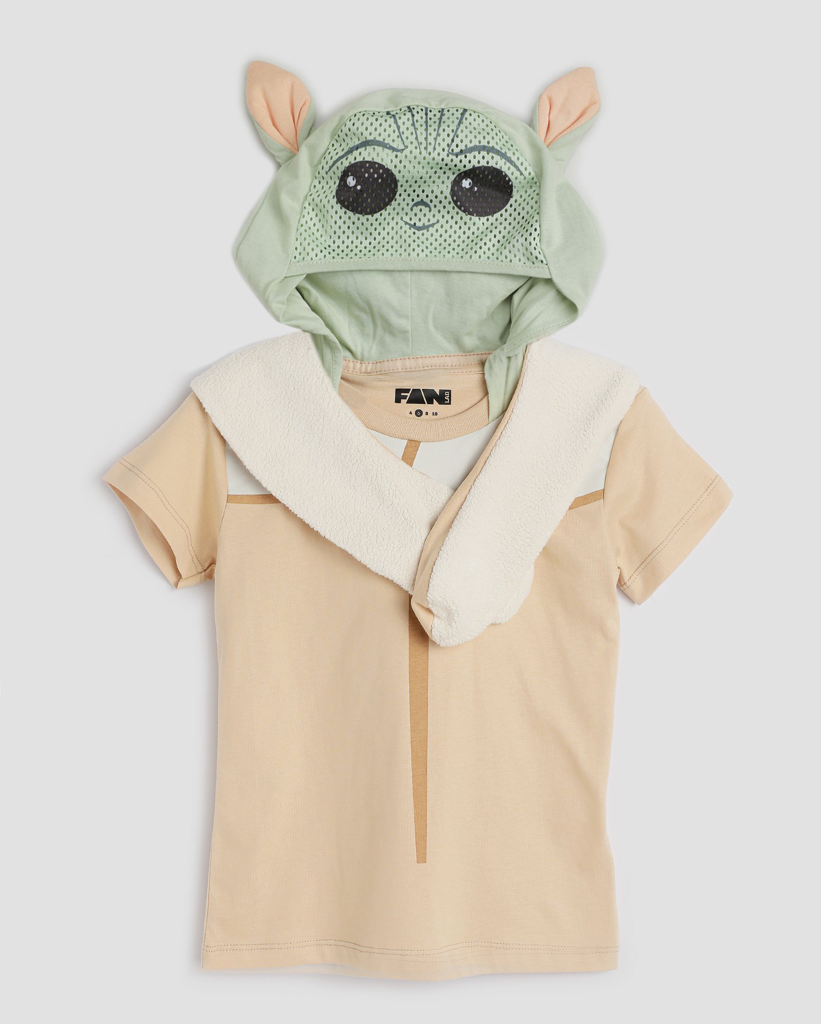 Camiseta infantil Grogu com capuz 4-10A bege | FANLAB