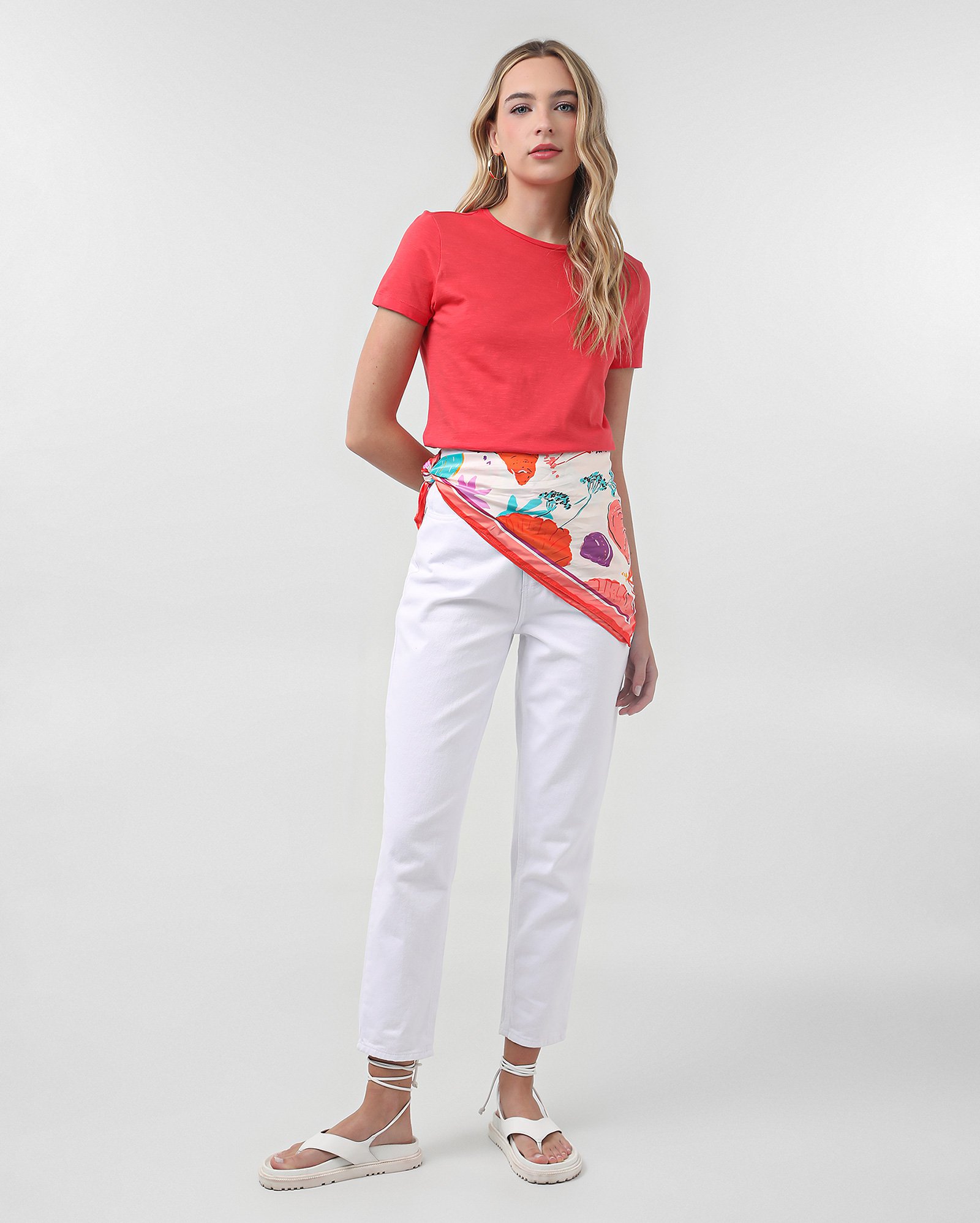 Camiseta feminina flamê de algodão peruano - Vermelho Claro | Pool Basics