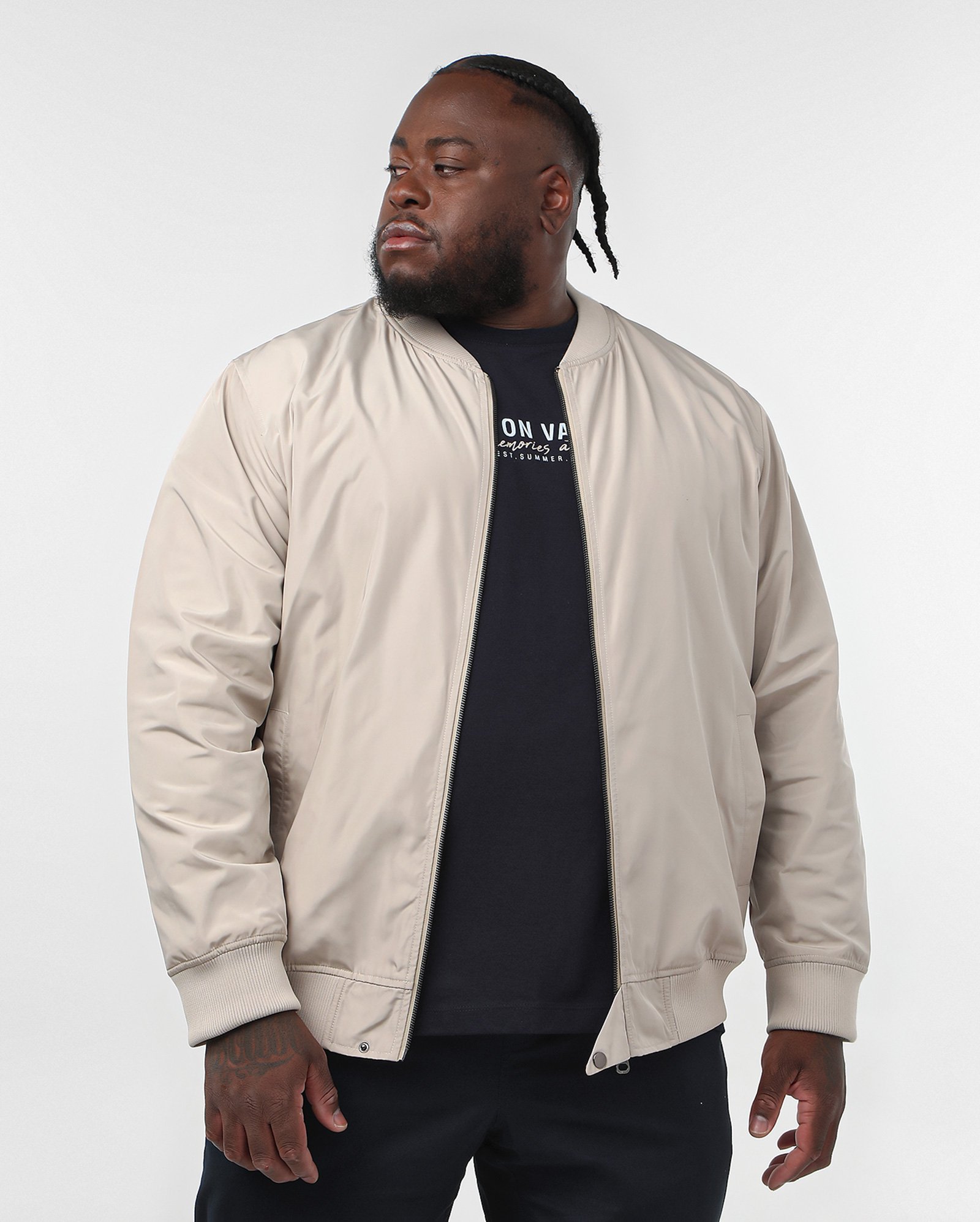 Jaqueta plus size masculina bomber - Bege | Original Plus by Riachuelo