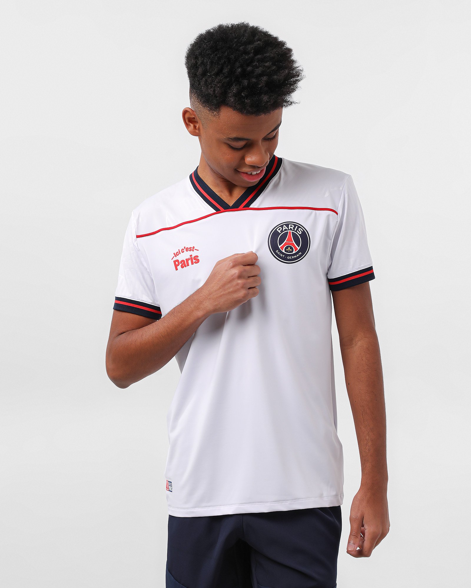 Camiseta juvenil futebol Paris Saint-Germain slim fit branca