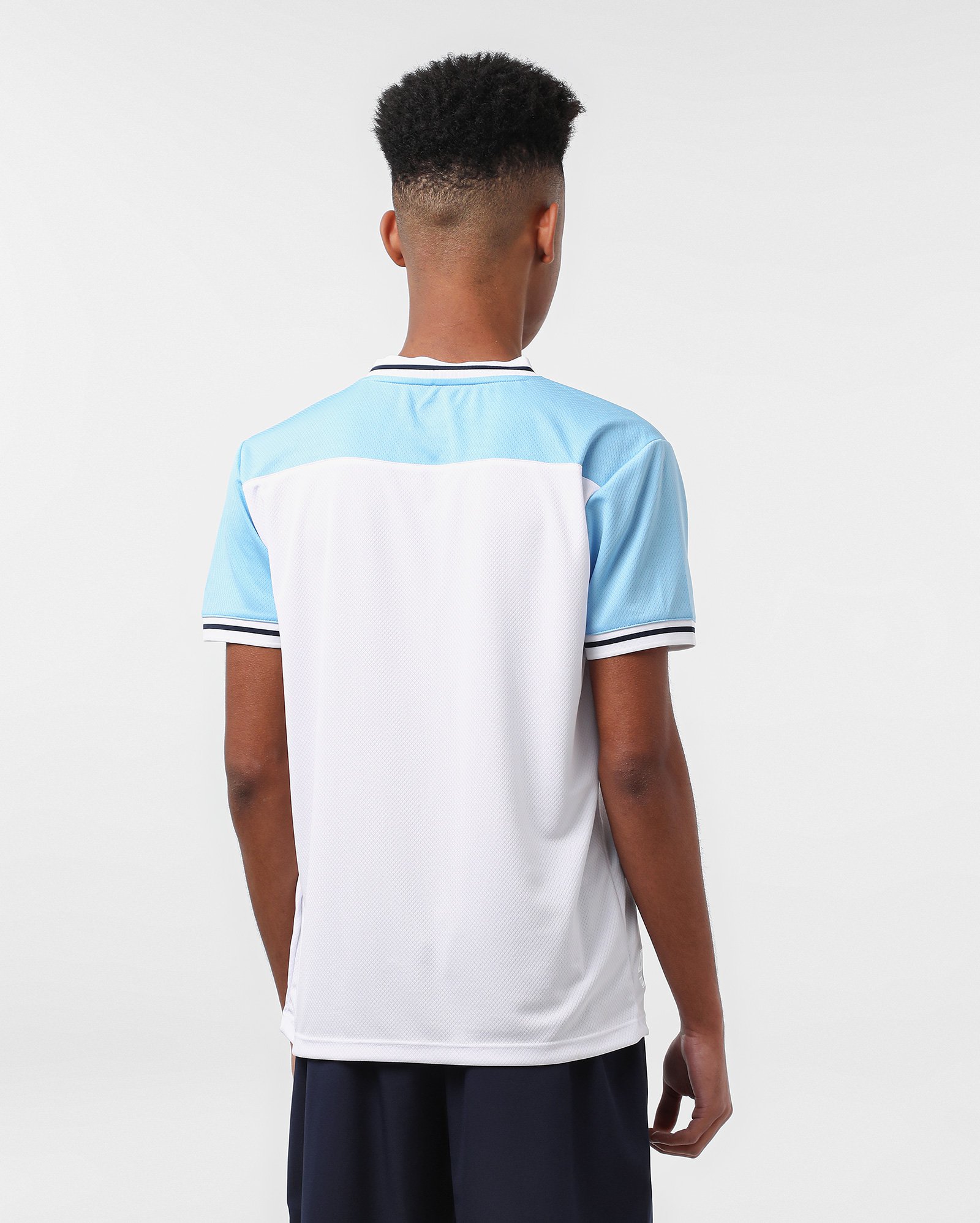 Camiseta juvenil futebol Manchester City gola V branca