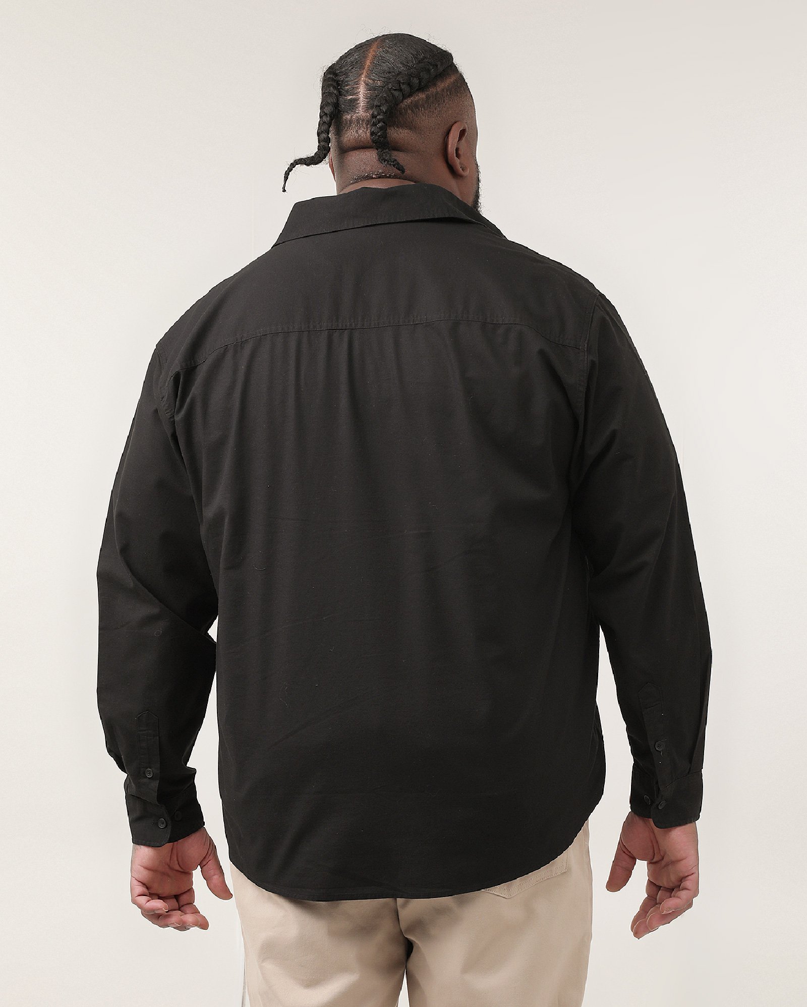 Camisa plus size masculina manga longa com bolso - Preto | Original Plus by Riachuelo