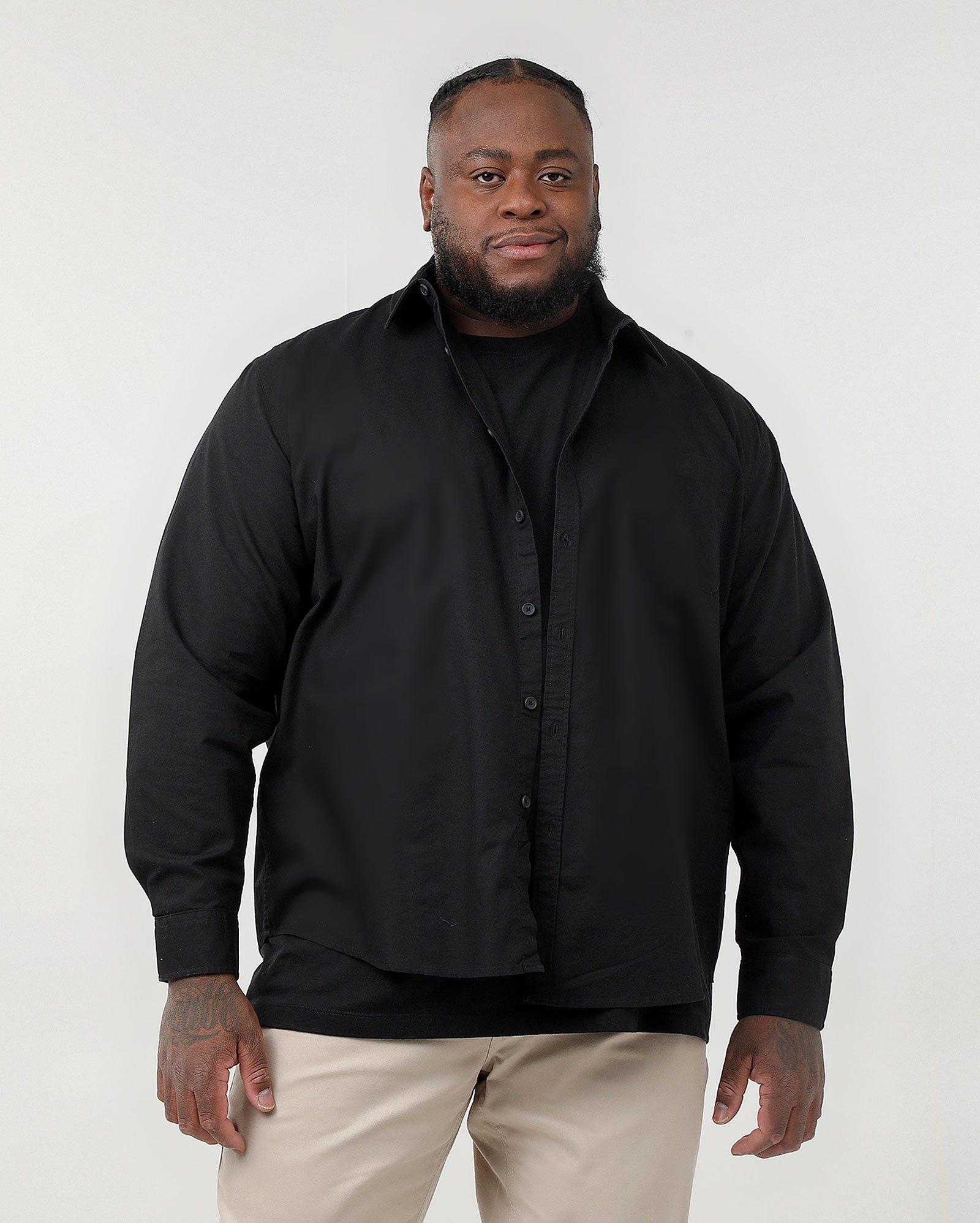 Camisa plus size masculina manga longa com bolso - Preto | Original Plus by Riachuelo