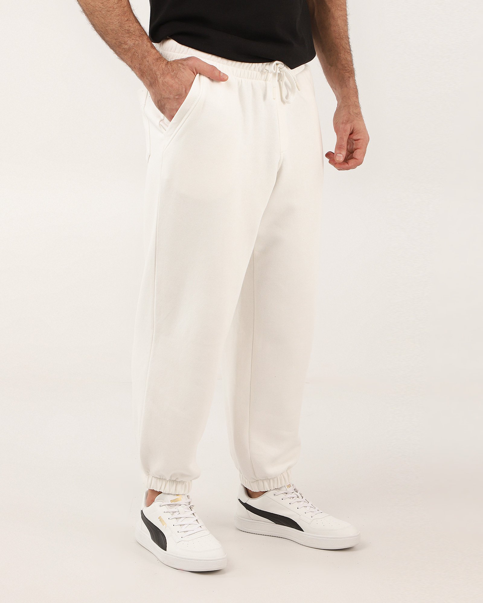 Calça de moletom masculina relaxed jogger com felpa branca | Pool
