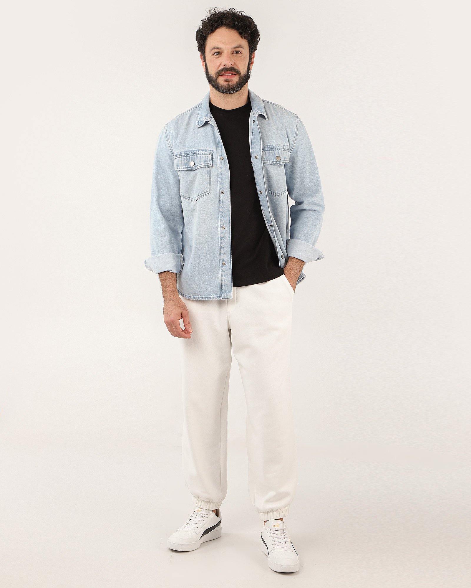 Calça de moletom masculina relaxed jogger com felpa branca | Pool