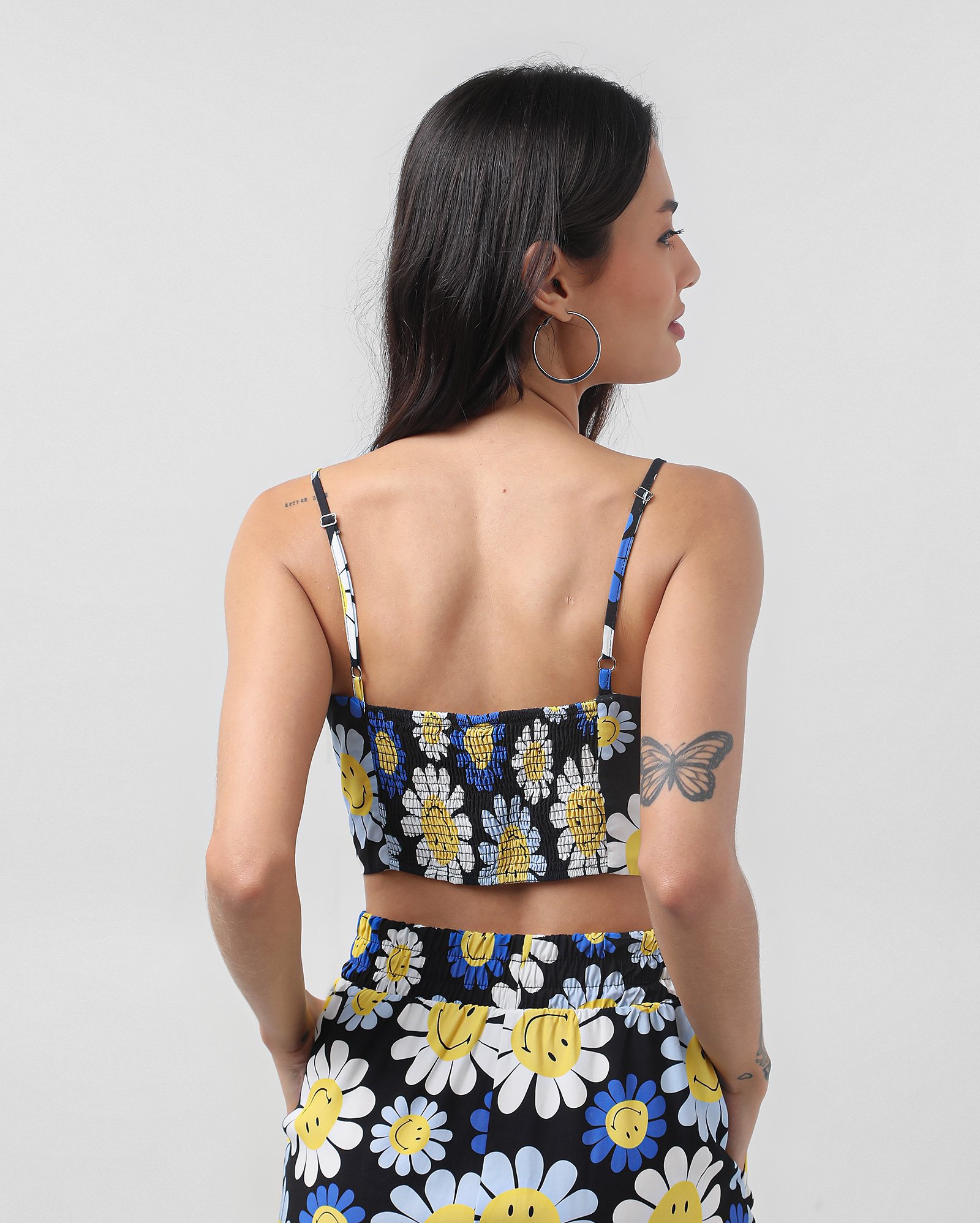 Regata cropped viscose floral preta | The Smiley Company — foto 7