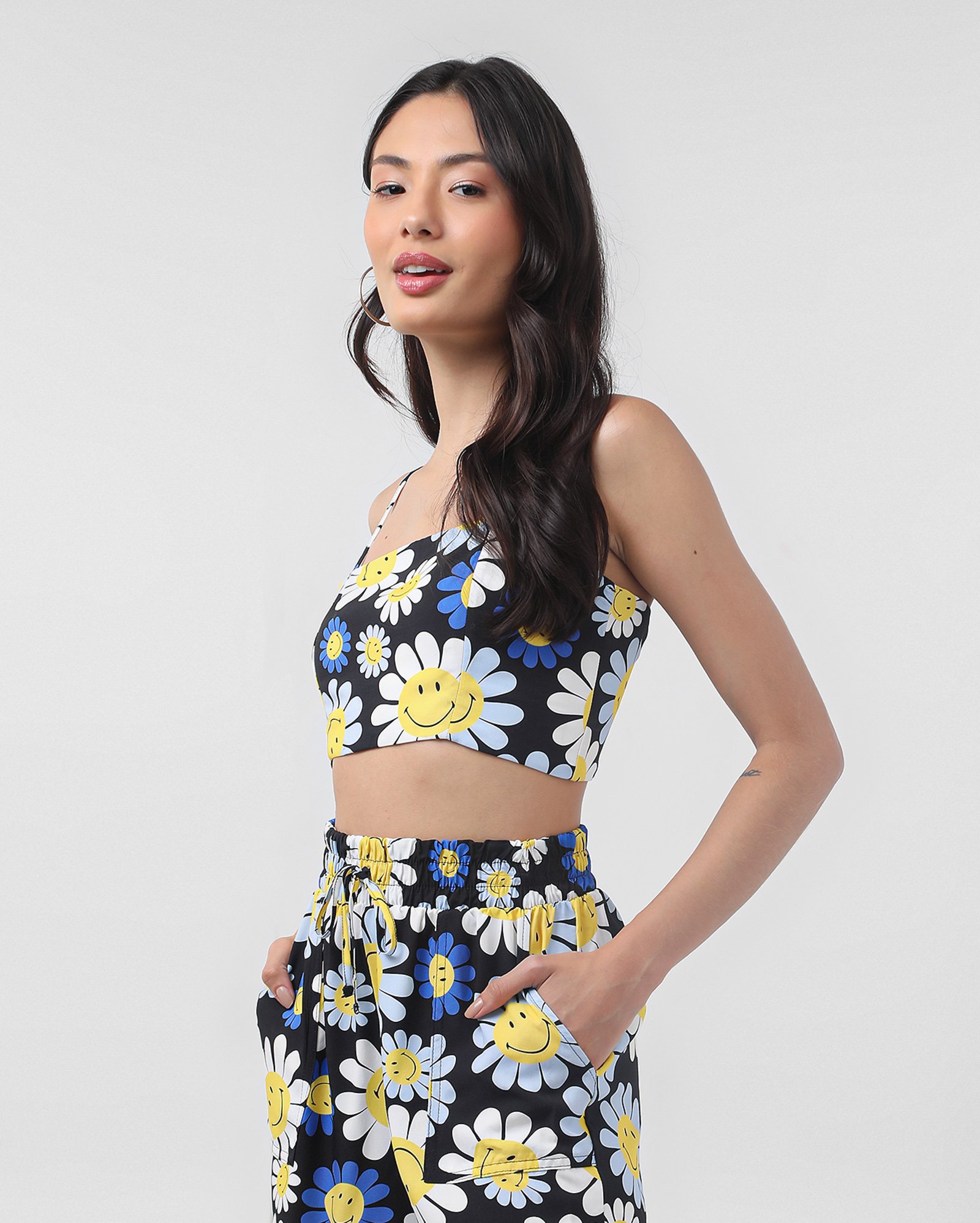 Regata cropped viscose floral preta | The Smiley Company — foto 2