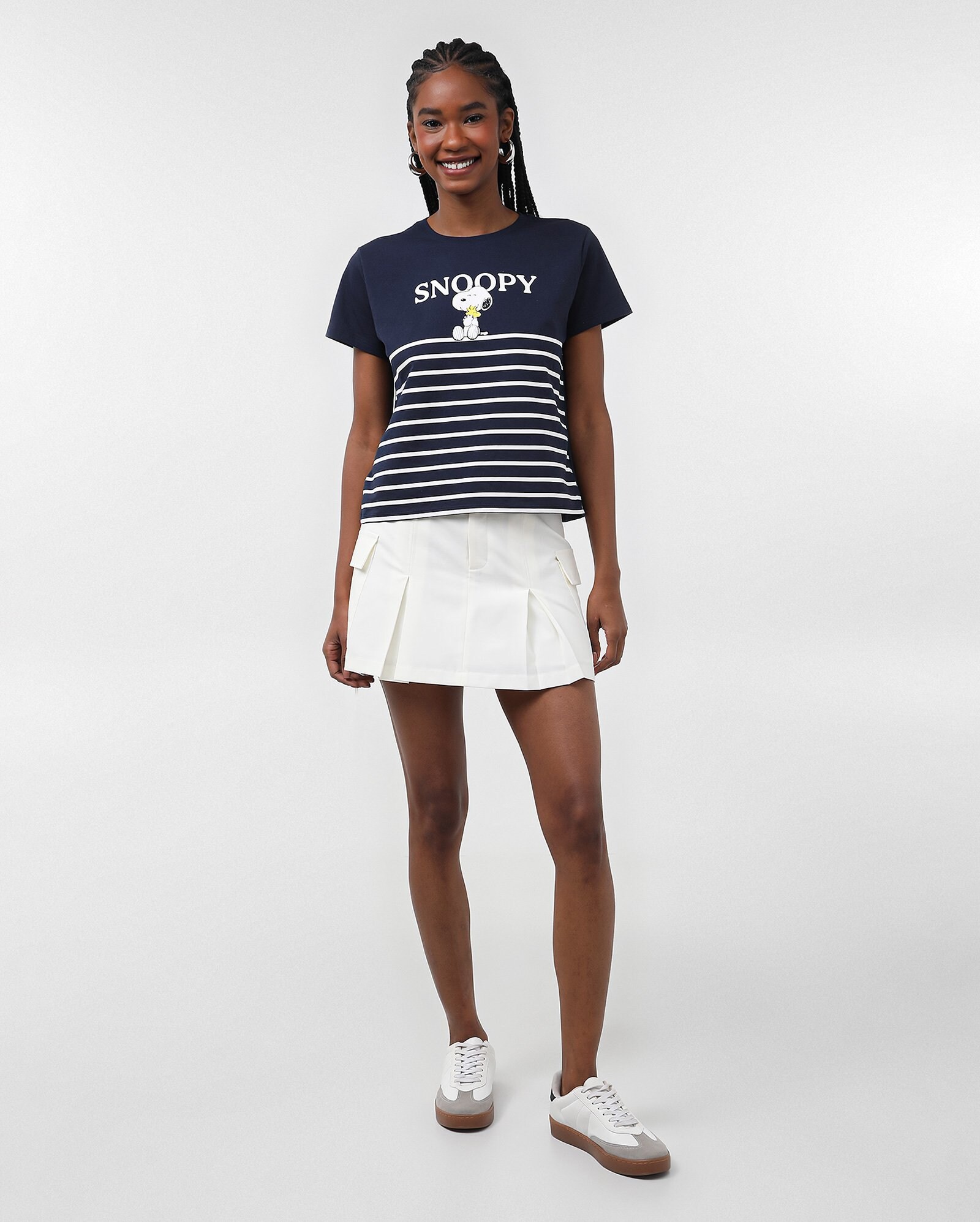 Riachuelo | Camiseta feminina Snoopy listrada azul | Peanuts