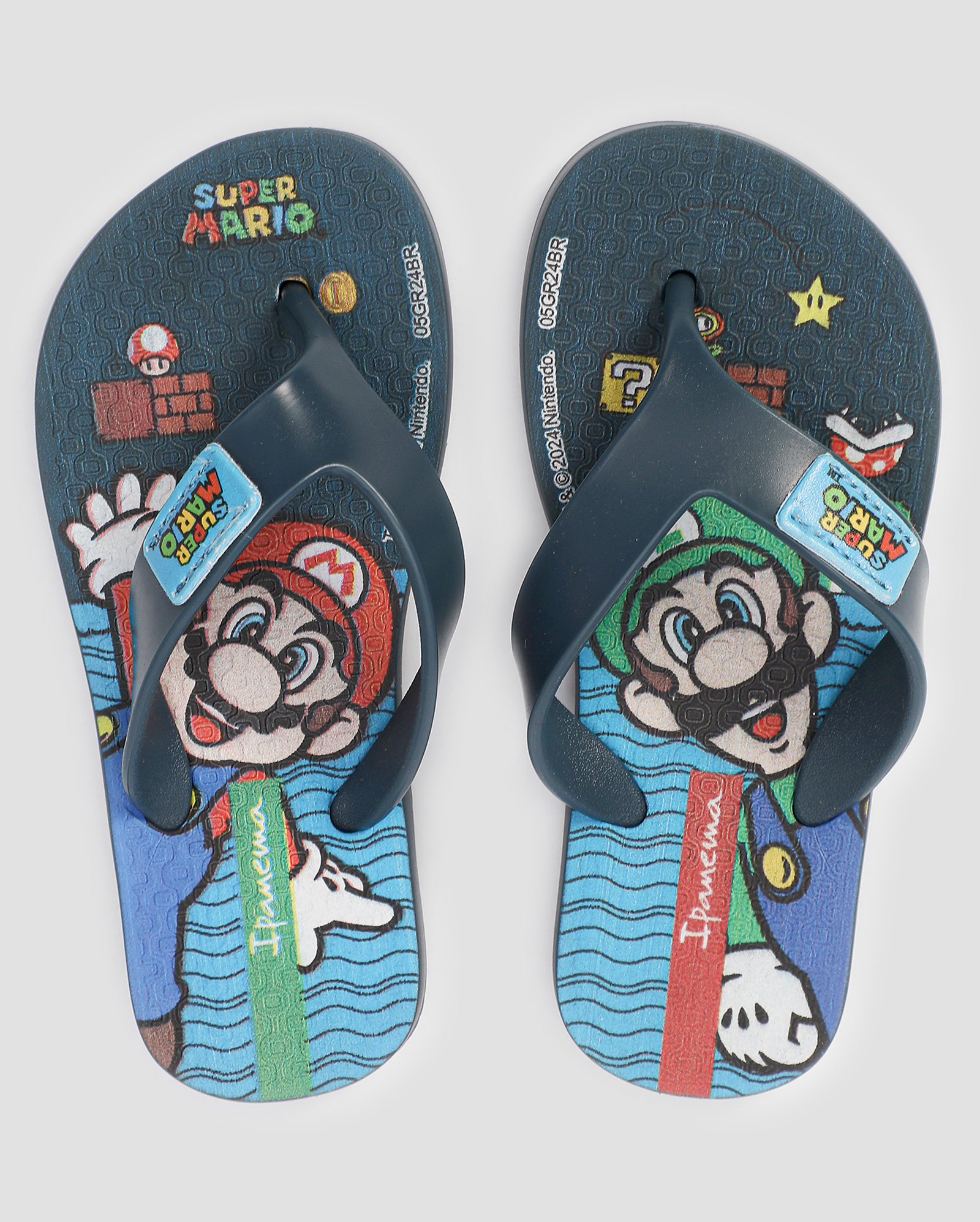 Chinelo infantil Ipanema Mario e Luigi azul | Grendene