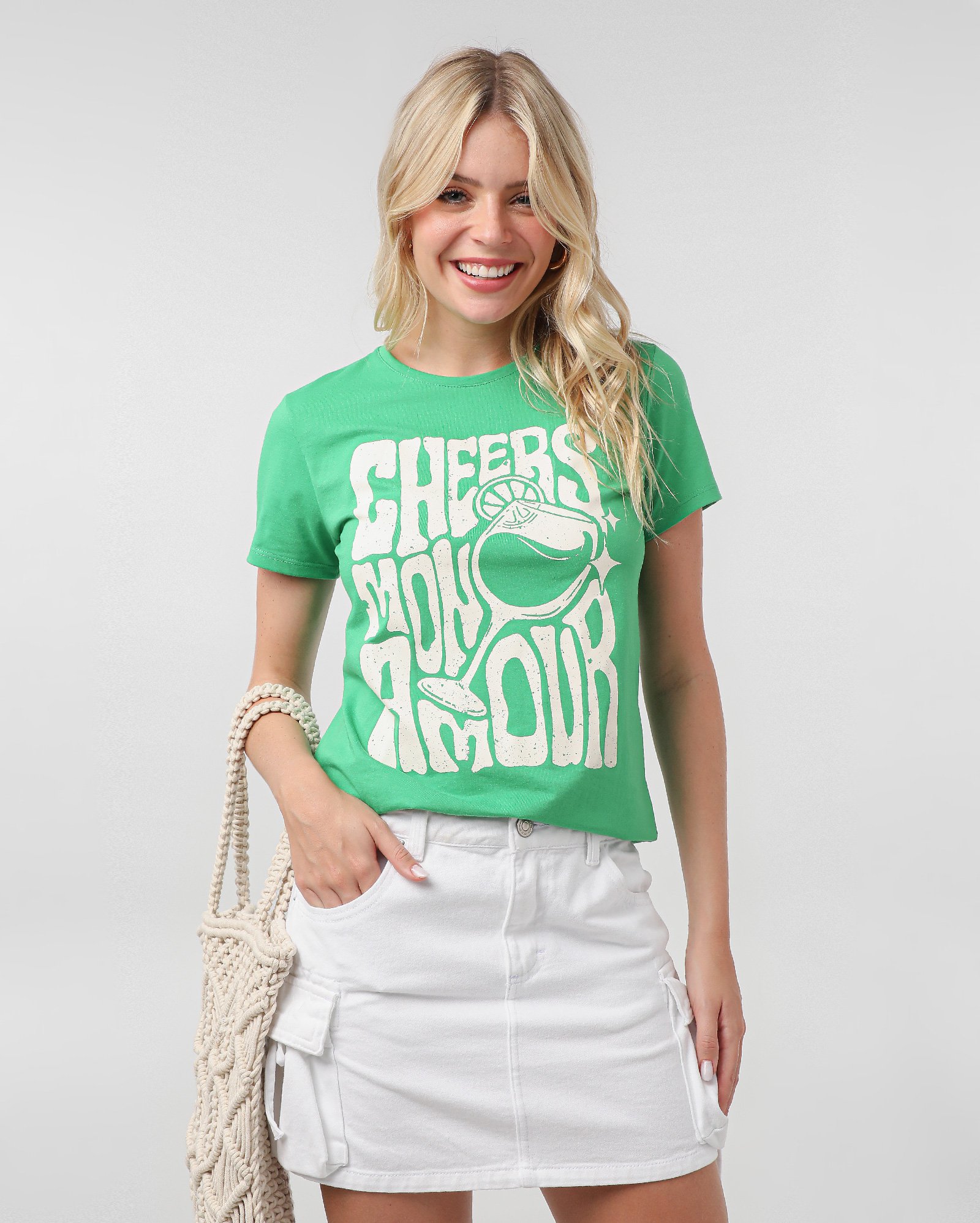 Camiseta feminina manga curta cheers verde | Pool