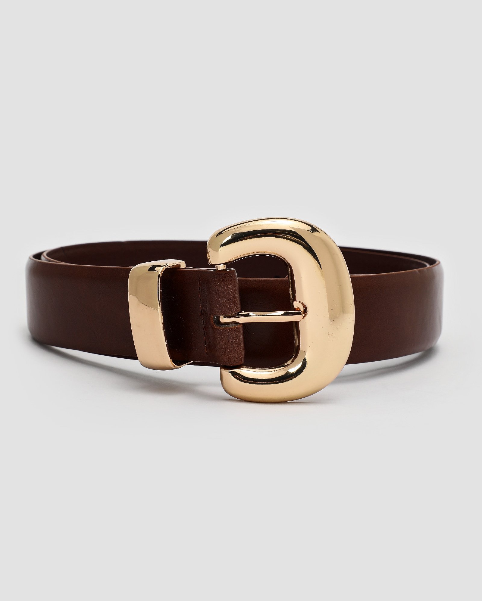 Cinto feminino poliuretano com fivela robusta marrom | Accessori by Riachuelo