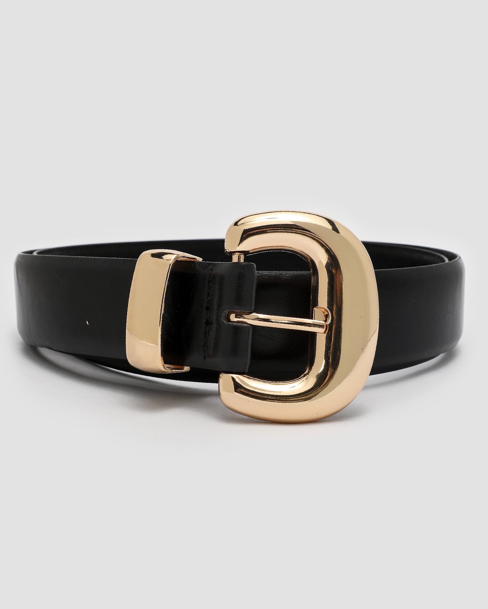 Cinto feminino poliuretano com fivela robusta preto | Accessori by Riachuelo