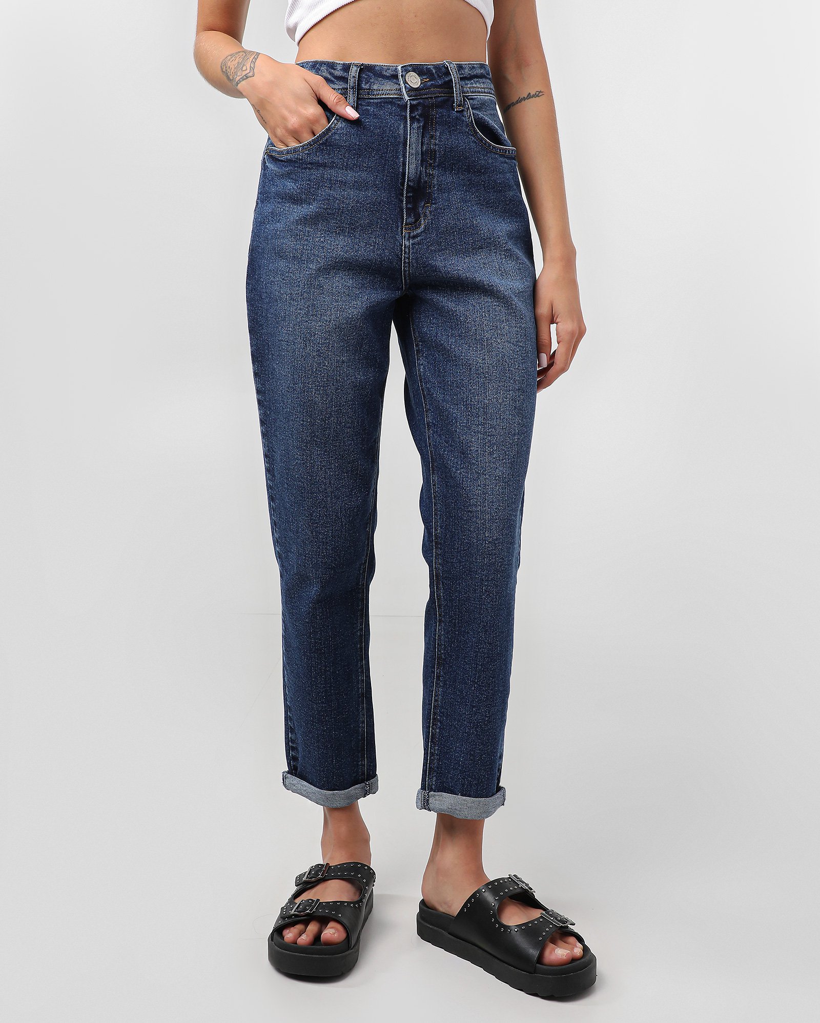 Calça jeans feminina mom cintura alta - Jeans Escuro | Pool Jeans