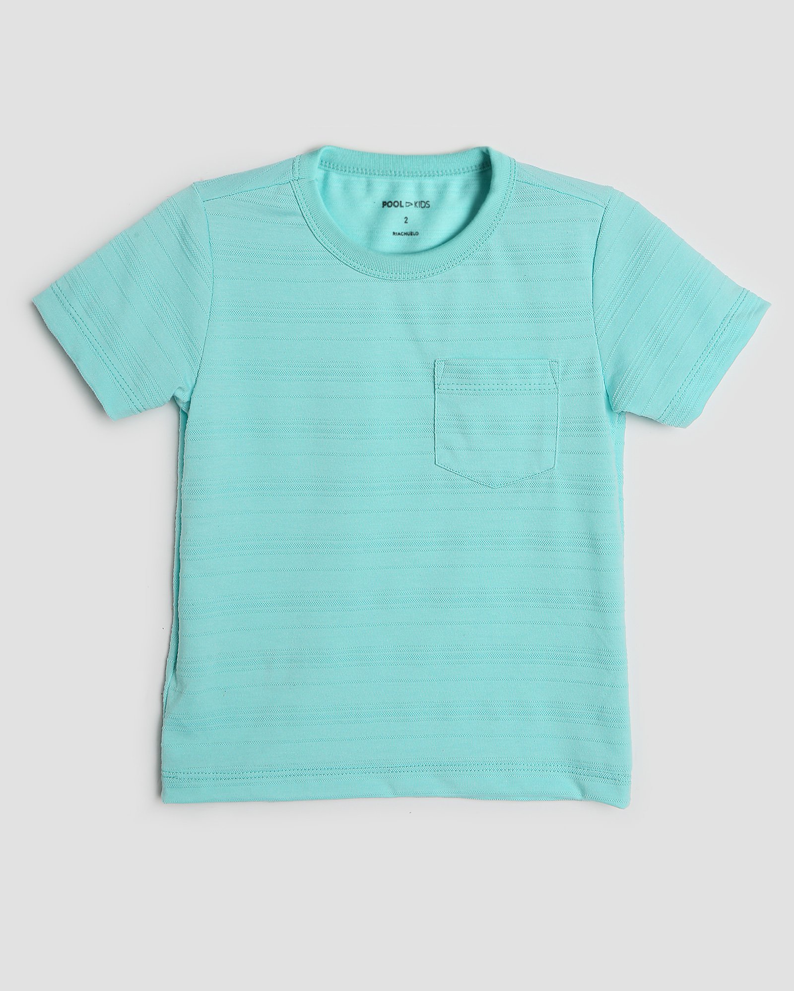 Camiseta básica infantil texturizada com bolso 1-4A - Azul Turquesa
