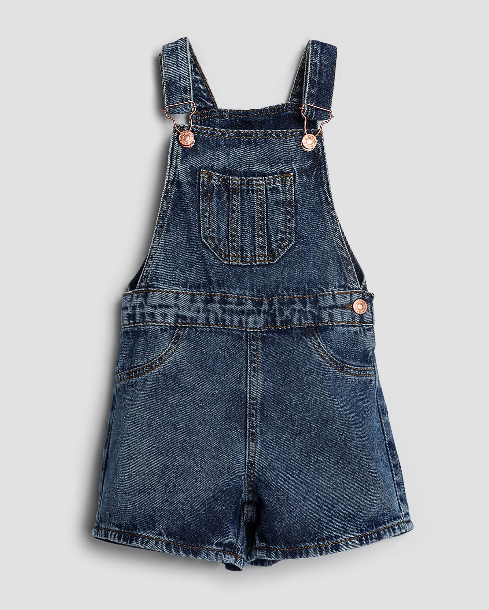 Jardineira jeans infantil com bolso 4-10A - Jeans Médio | Pool Kids